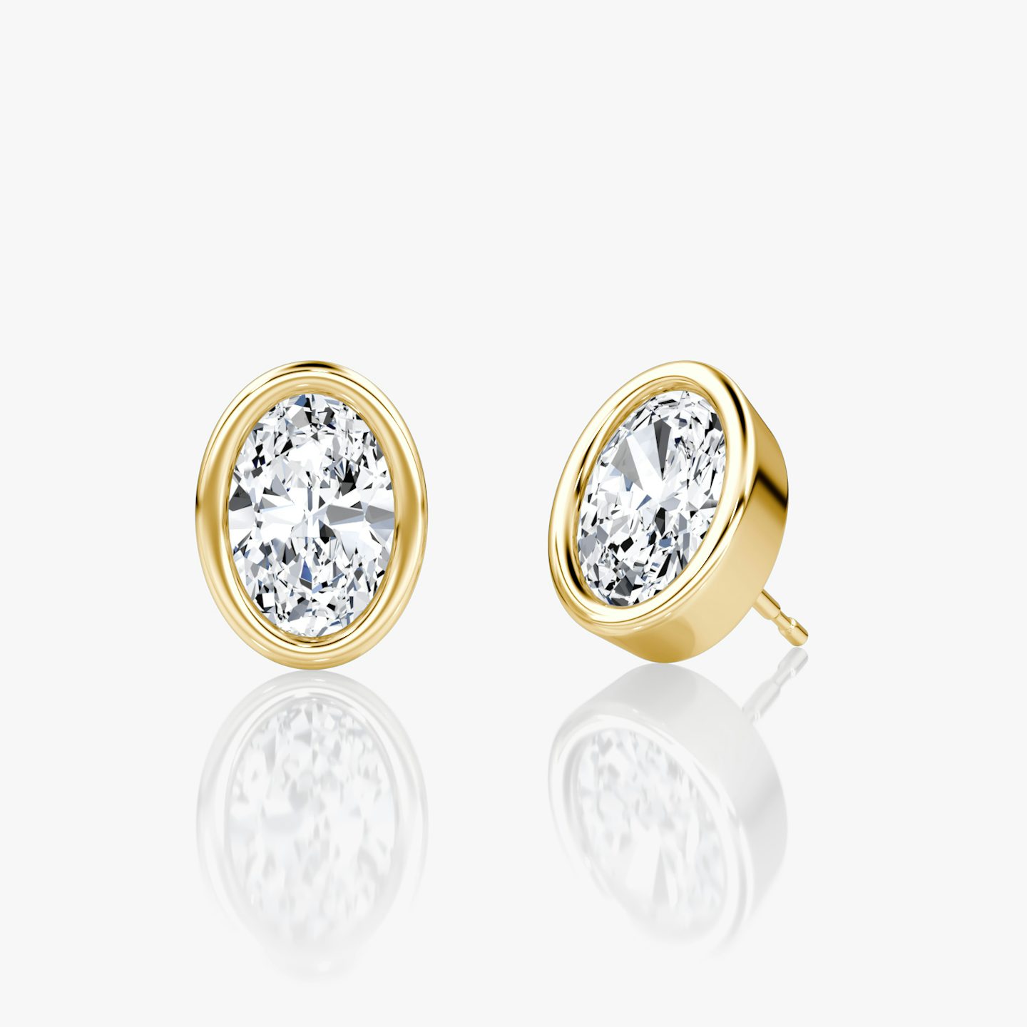 Bezel Solitaire Stud | Oval | 14k | Yellow Gold | caratWeight: other