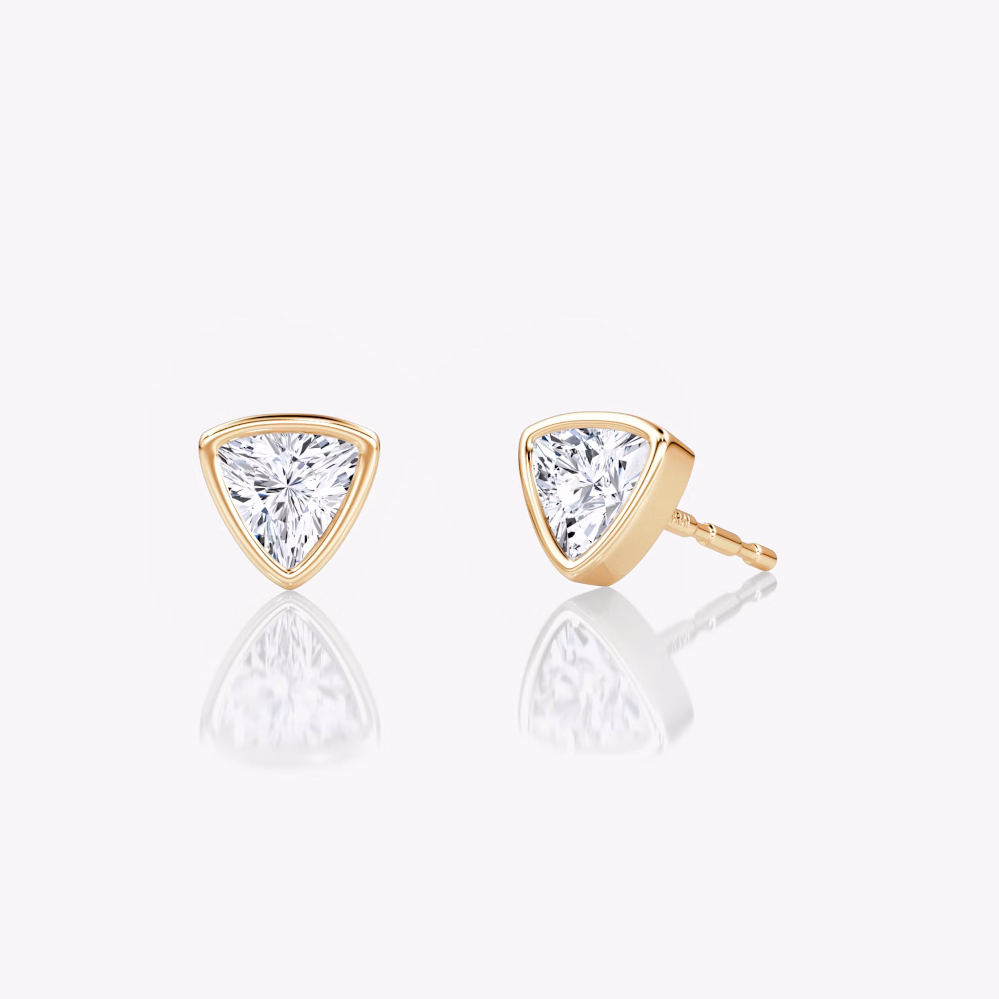 Bezel Solitaire Stud Trillion | Rose Gold