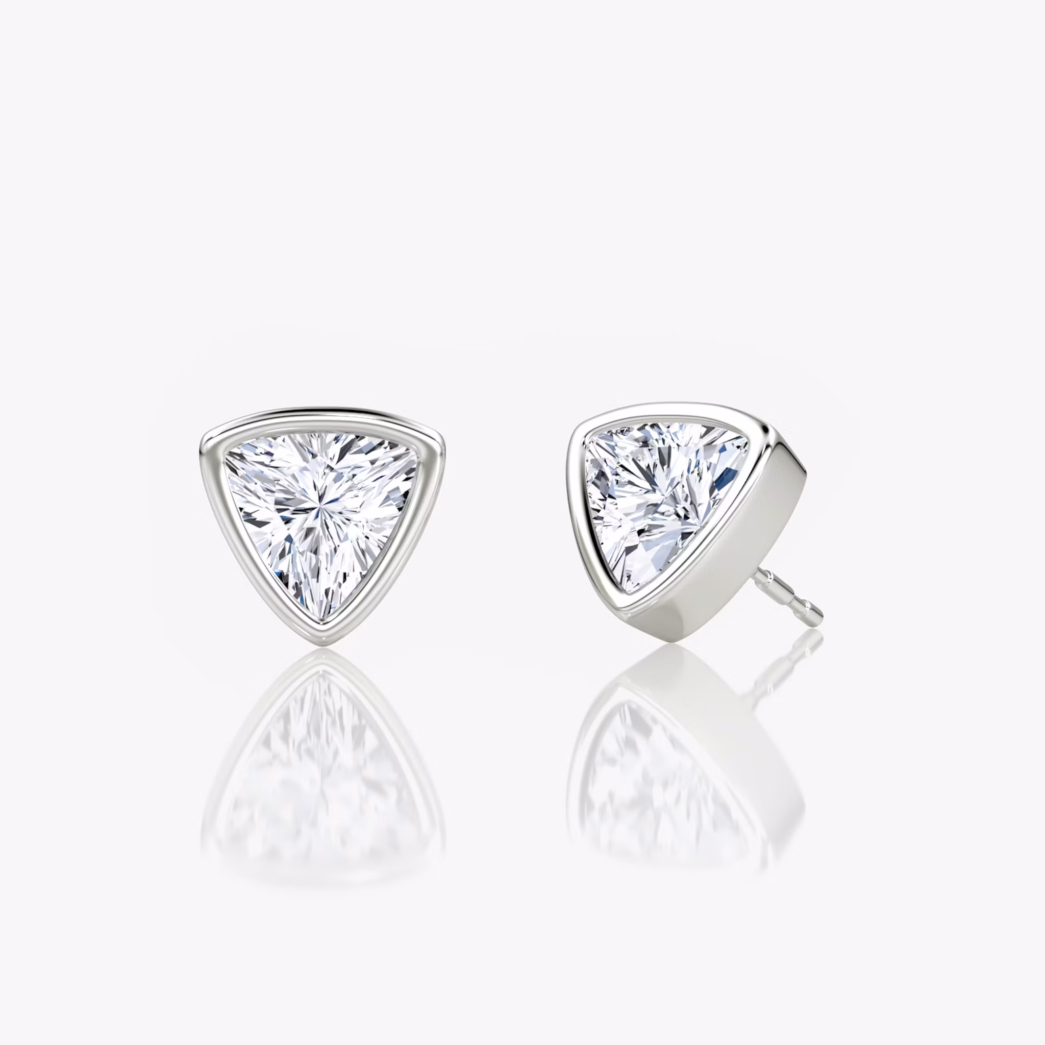 Bezel Solitaire Stud Trillion | White Gold