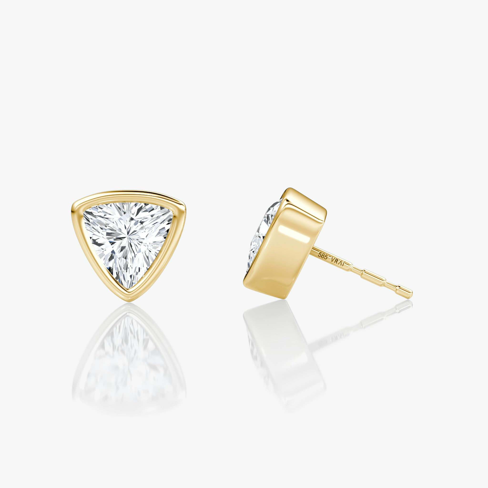 Bezel Solitaire Stud | Trillion | 14k | Yellow Gold | caratWeight: other