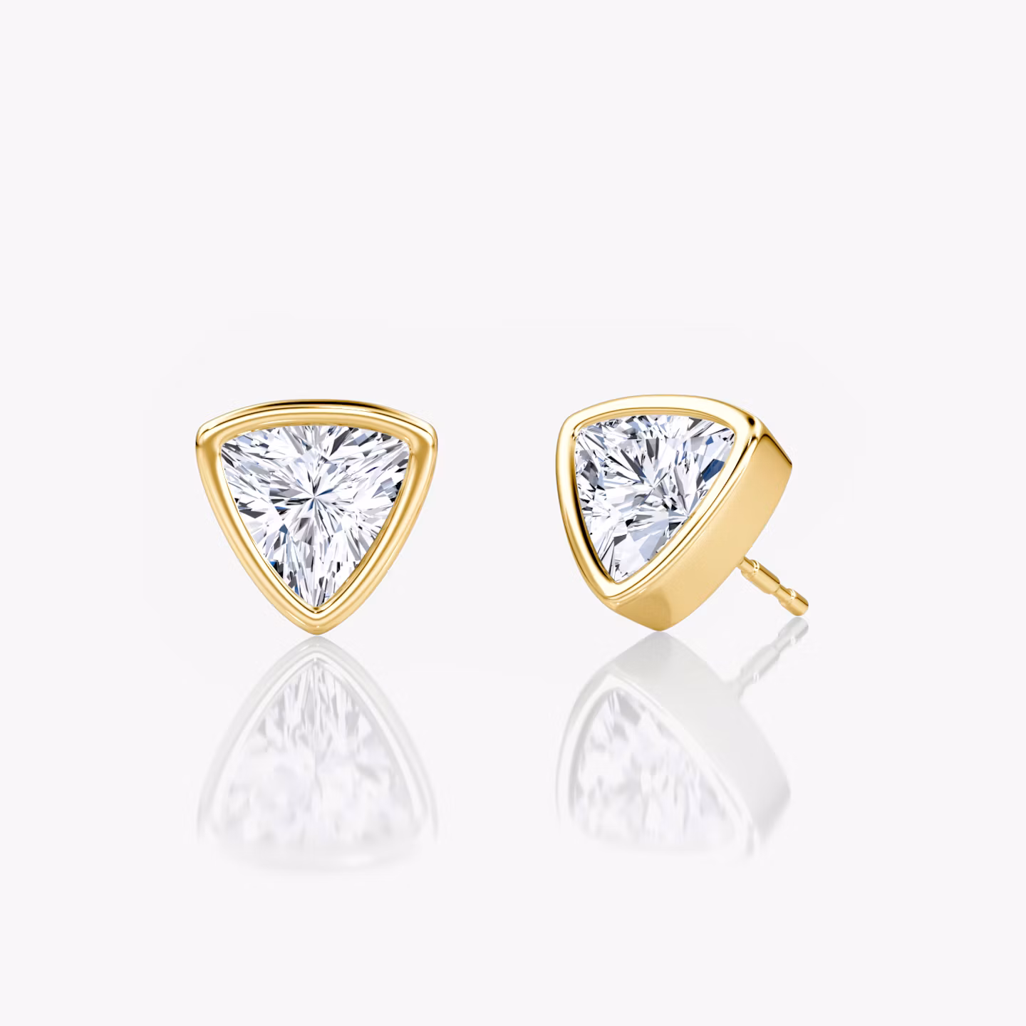 Bezel Solitaire Stud Trillion | Yellow Gold