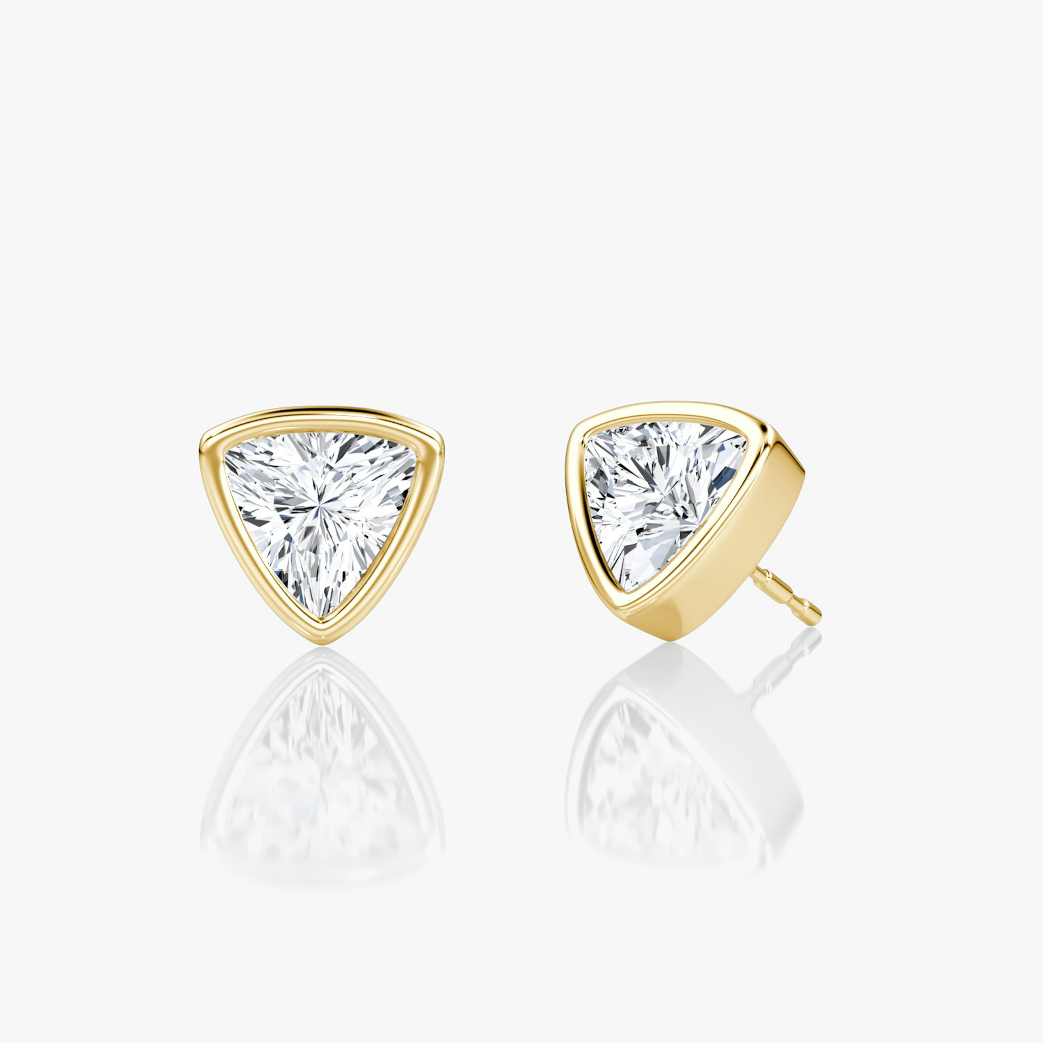 Bezel Solitaire Stud | Trillion | 14k | Yellow Gold | caratWeight: other
