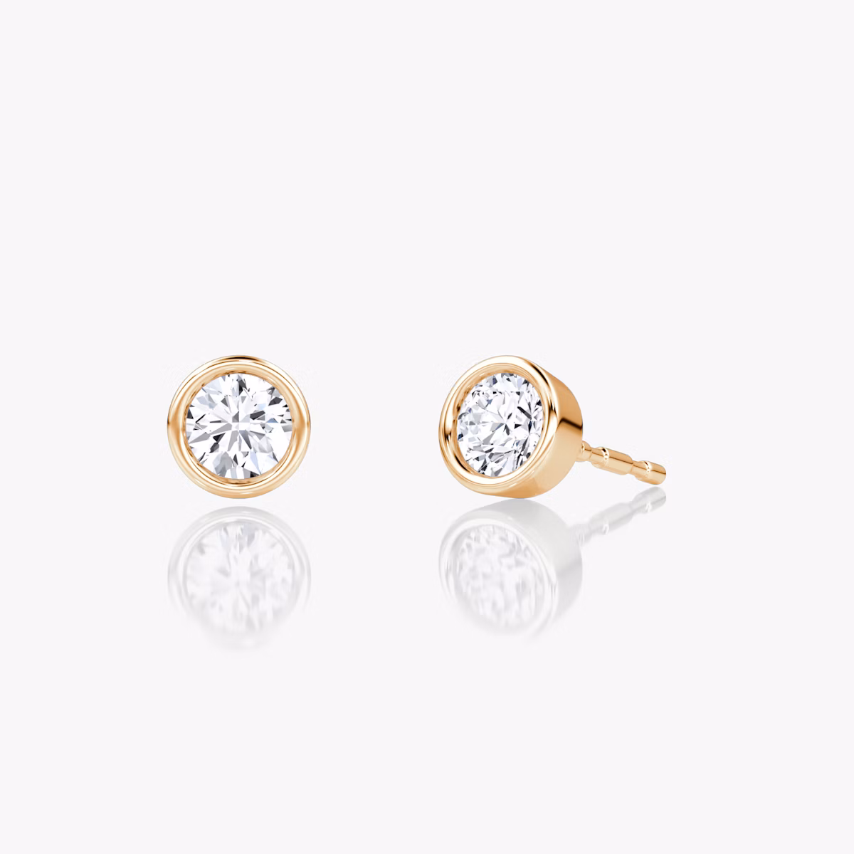 bezel solitaire stud round rose gold