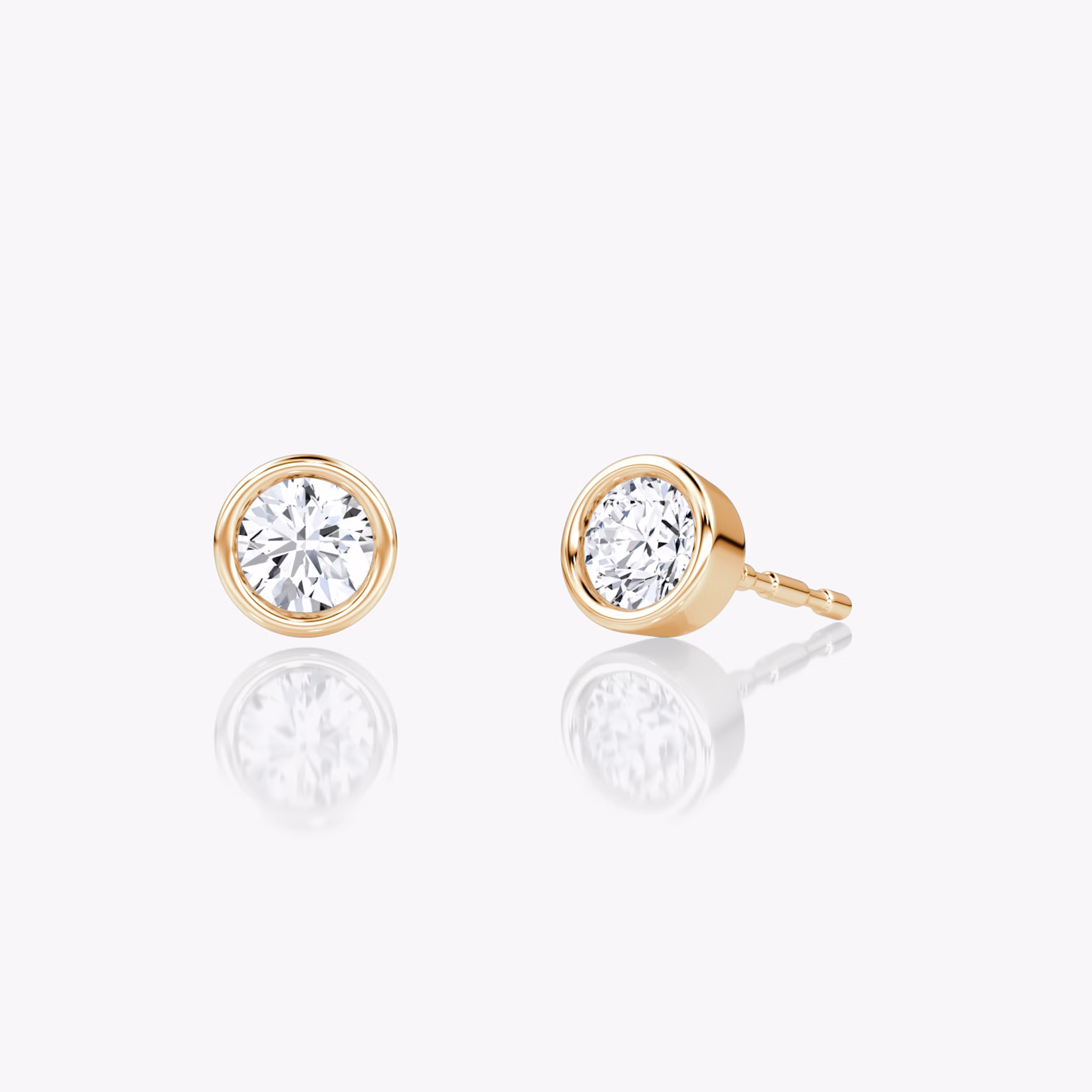 bezel solitaire stud round rose gold