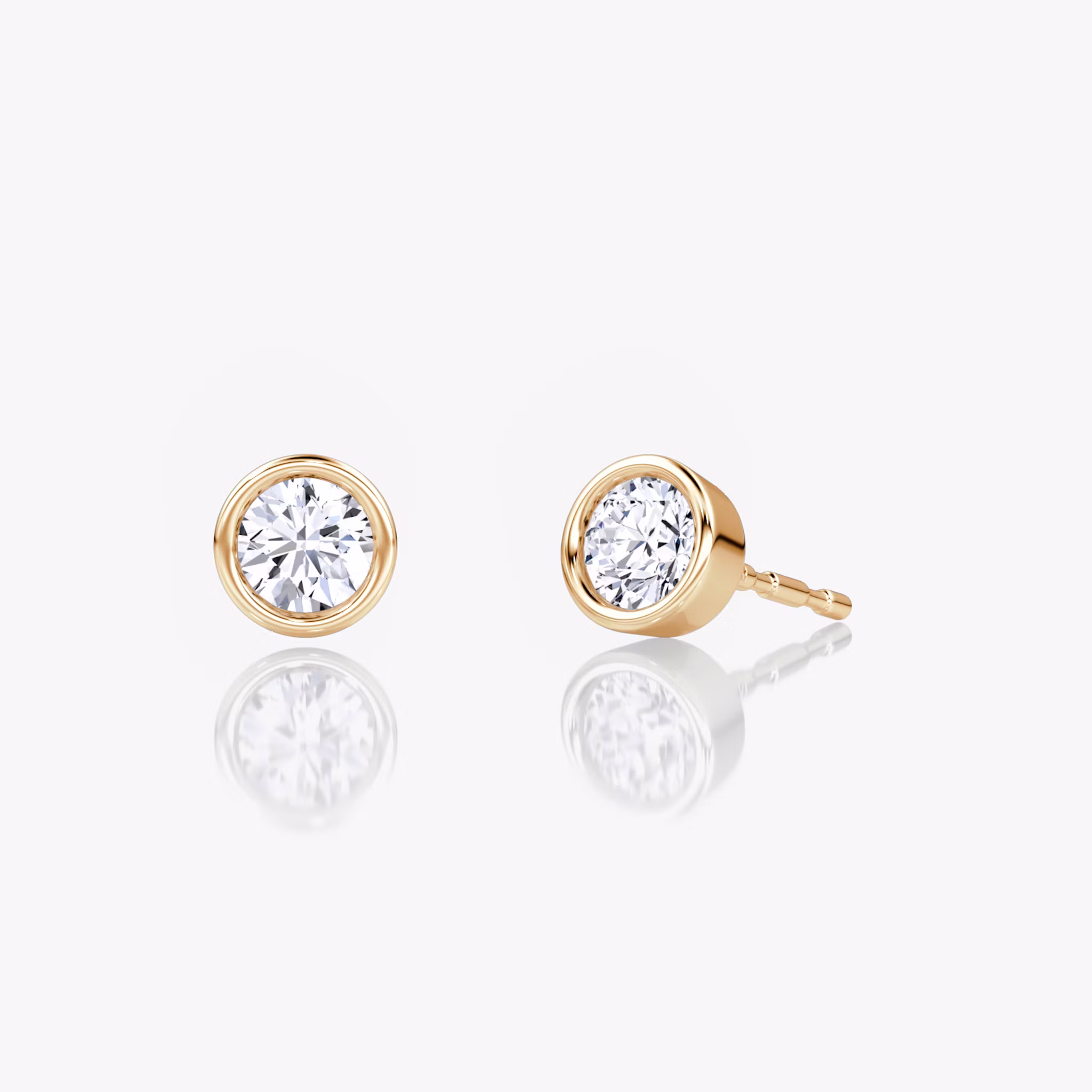 Bezel Solitaire Stud Round Brilliant | Rose Gold
