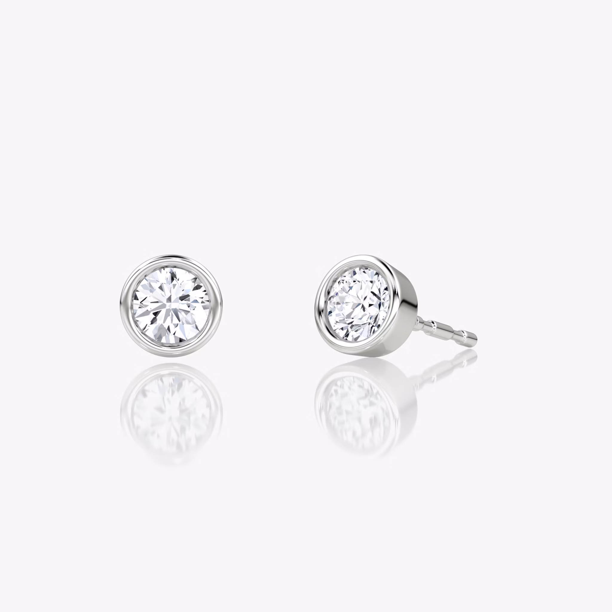 Bezel Solitaire Stud | Round Brilliant | 14k | White Gold | caratWeight: 0.10ct