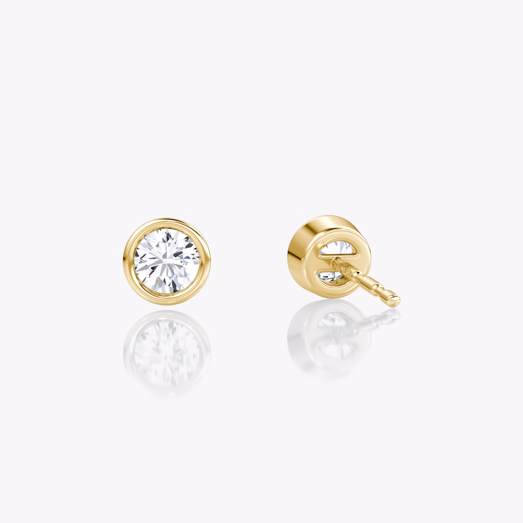 Bezel Solitaire Stud | Round Brilliant | 14k | Yellow Gold | caratWeight: 0.10ct
