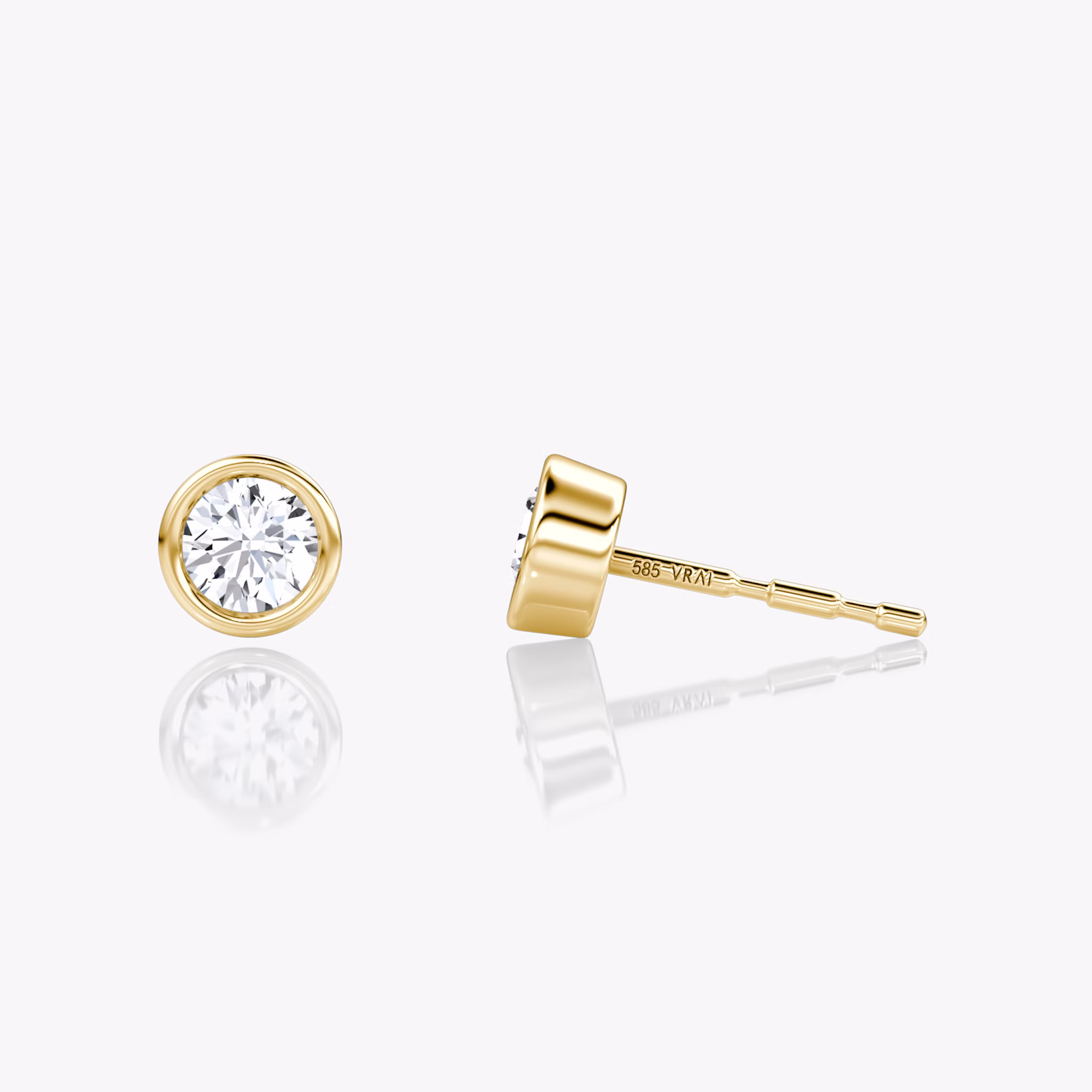 Bezel Solitaire Stud | Round Brilliant | 14k | Yellow Gold | caratWeight: 0.10ct