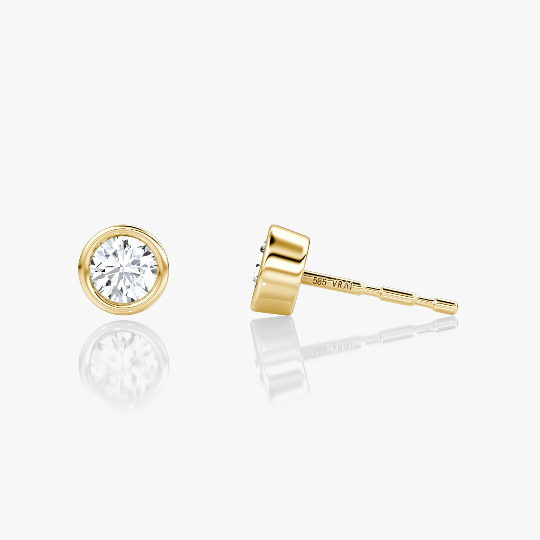 Bezel Solitaire Stud | Round Brilliant | 14k | Yellow Gold | caratWeight: 0.10ct