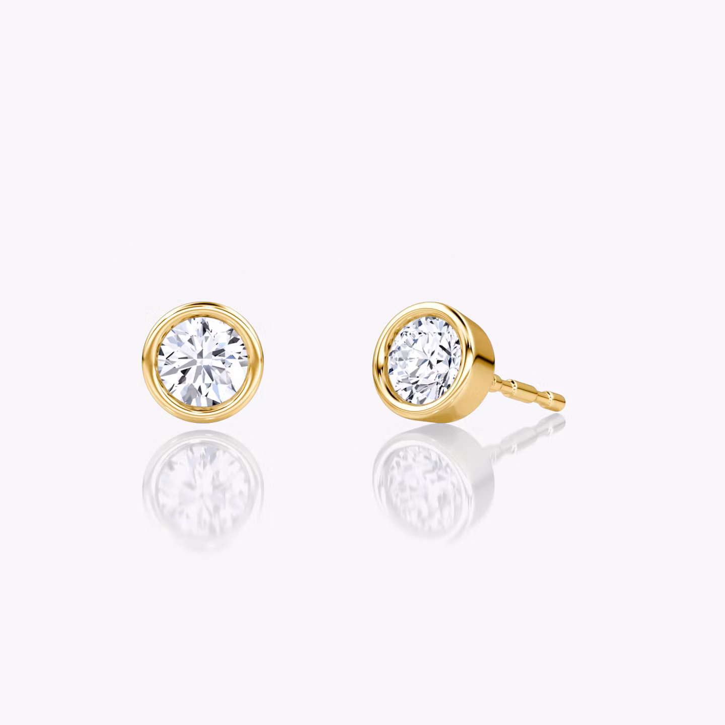 Bezel Solitaire Stud Round Brilliant | Yellow Gold