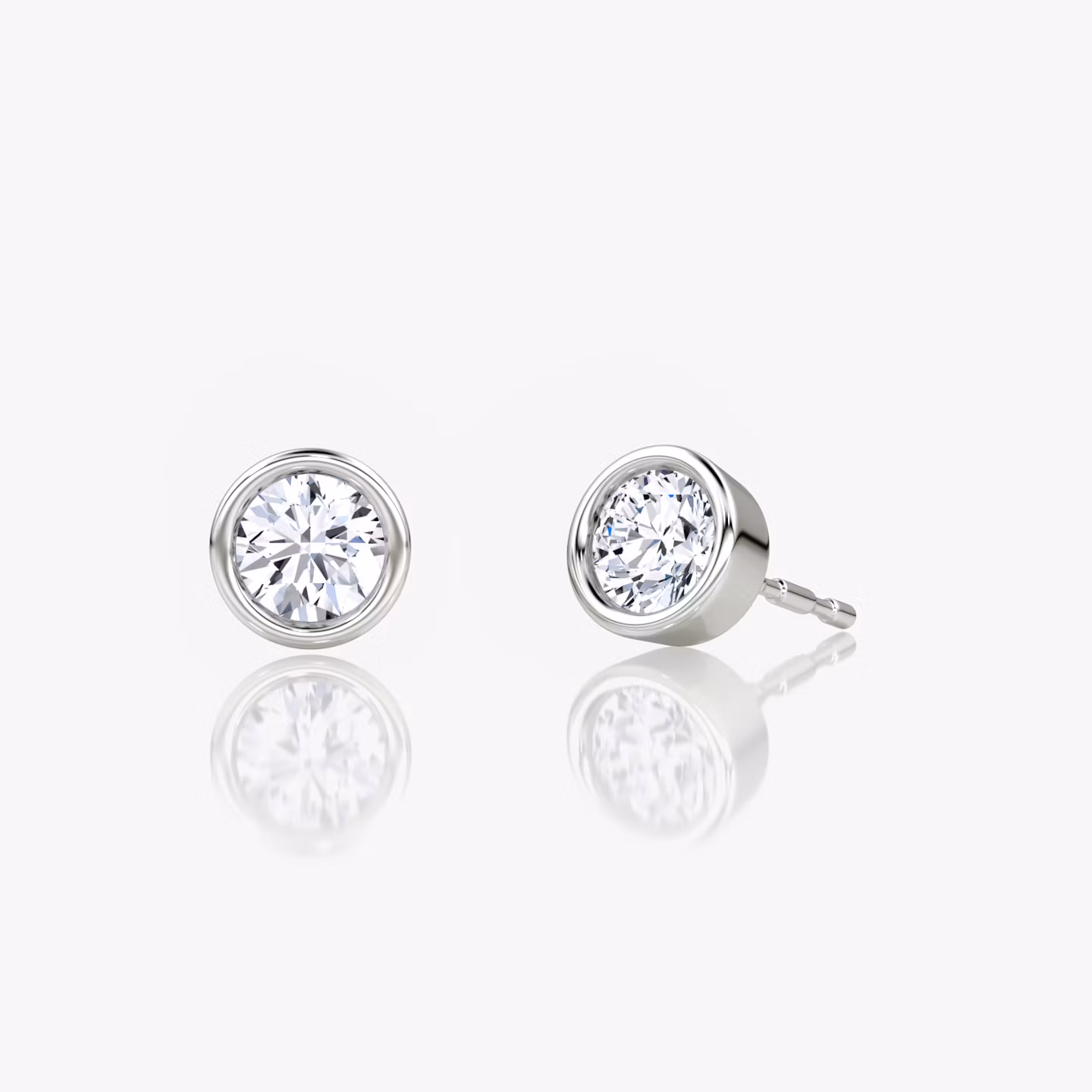 Bezel Solitaire Stud Round Brilliant | Sterling Silver