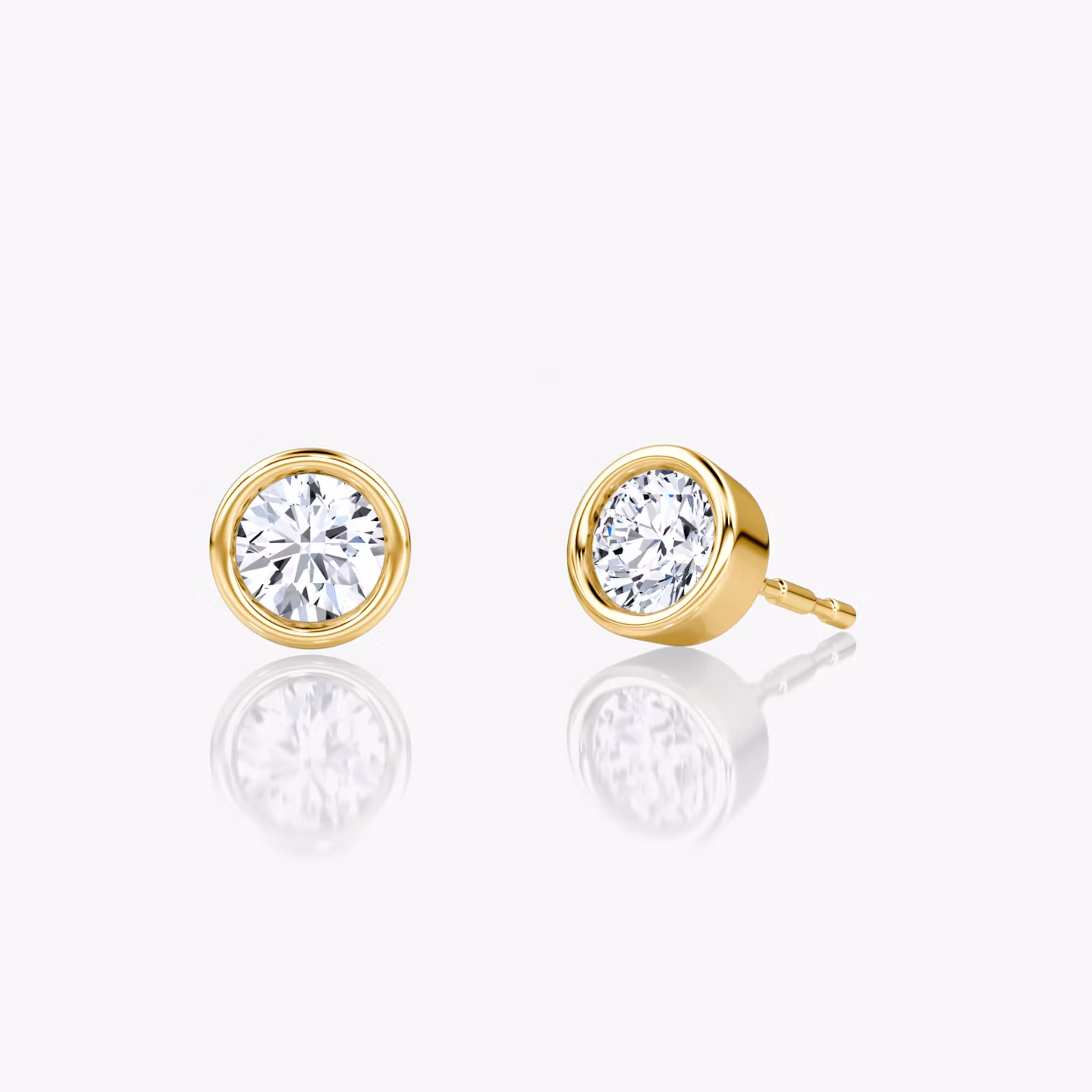 Bezel Solitaire Stud Round Brilliant | Yellow Gold