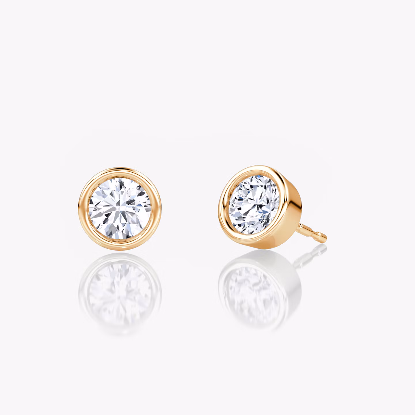 Bezel Solitaire Stud Round Brilliant | Rose Gold