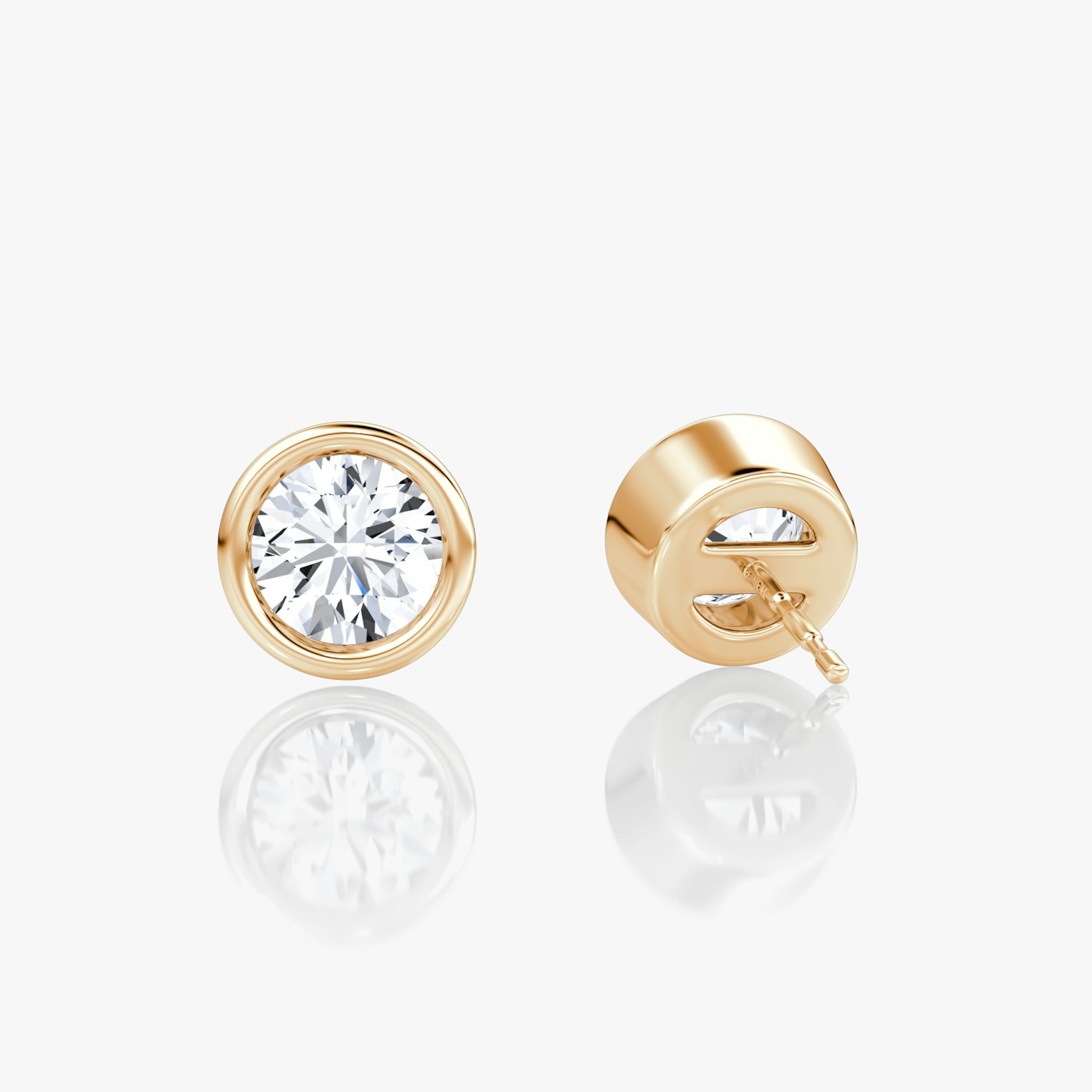 Bezel Solitaire Stud | Round Brilliant | 14k | Rose Gold | caratWeight: 0.75ct