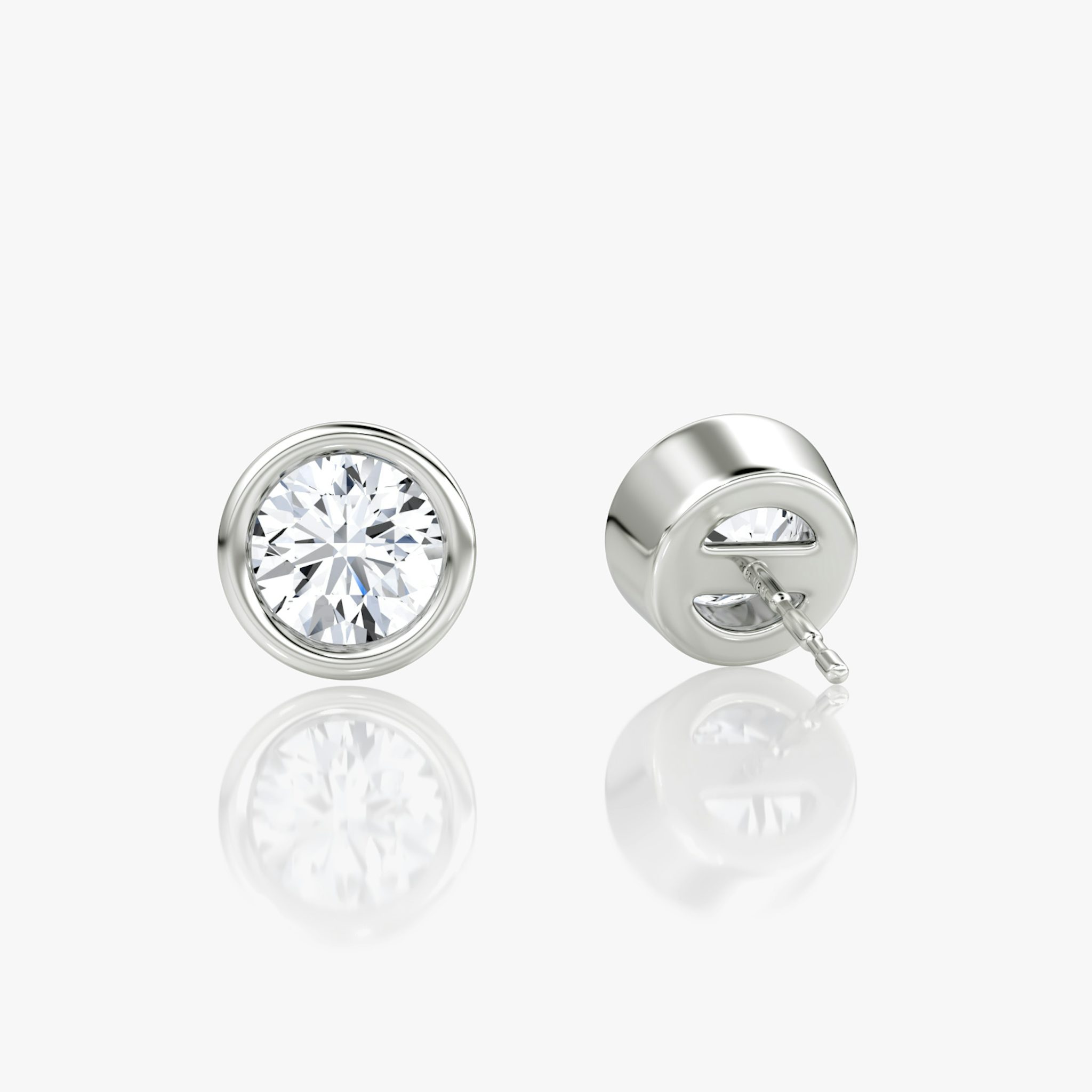 Bezel Solitaire Stud | Round Brilliant | 14k | White Gold | caratWeight: 0.75ct
