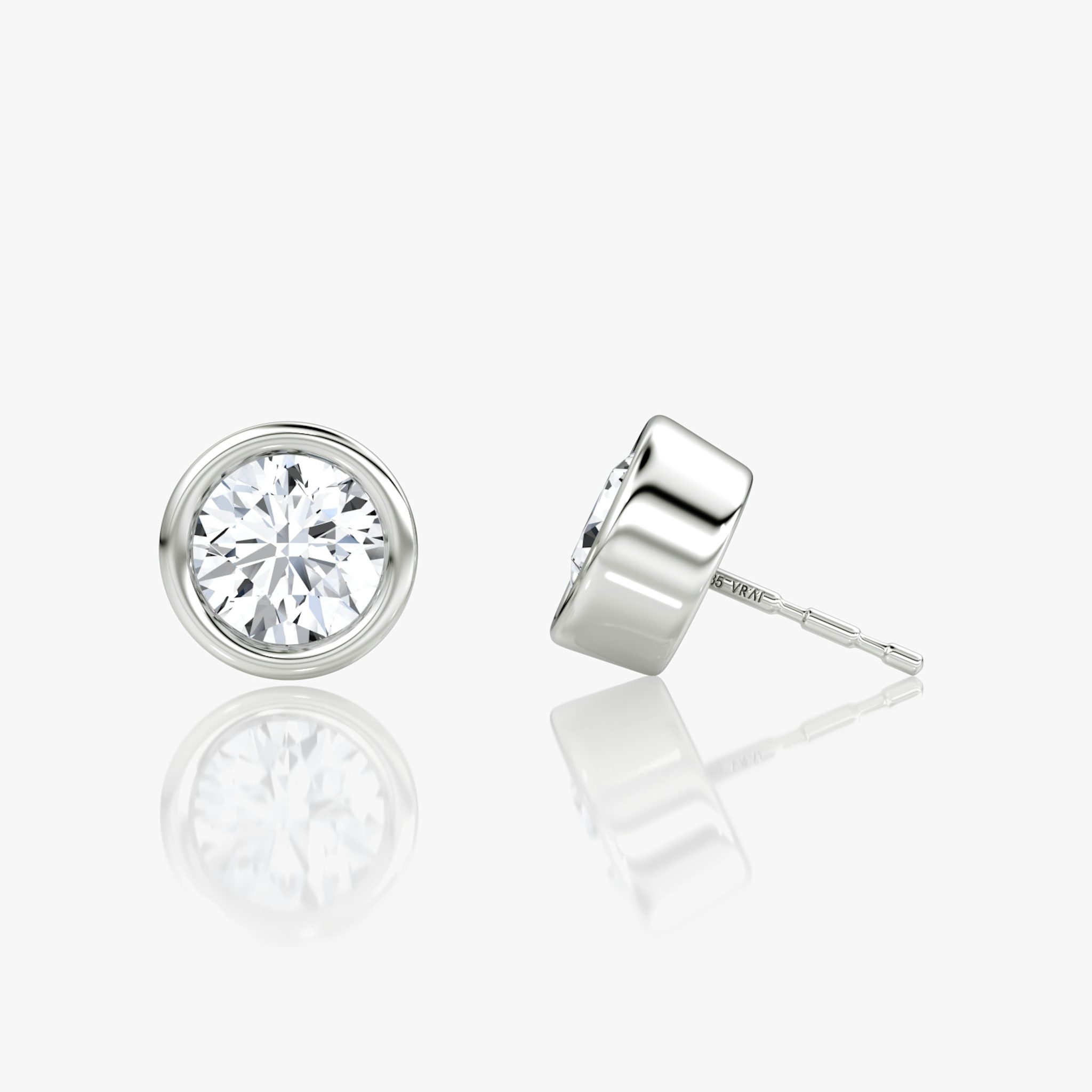 Bezel Solitaire Stud | Round Brilliant | 14k | White Gold | caratWeight: 0.75ct