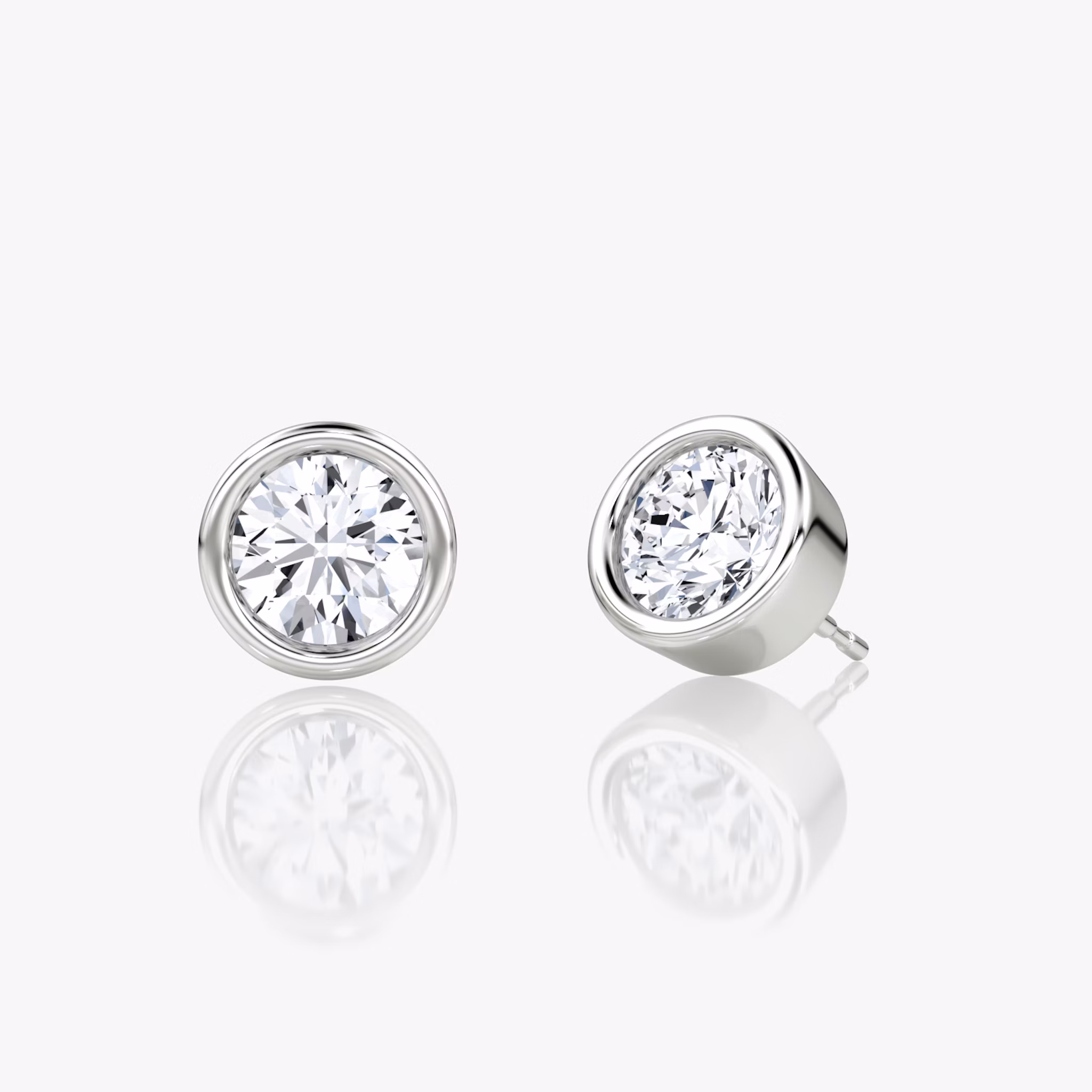 Bezel Solitaire Stud | Round Brilliant | 14k | White Gold | caratWeight: 0.75ct