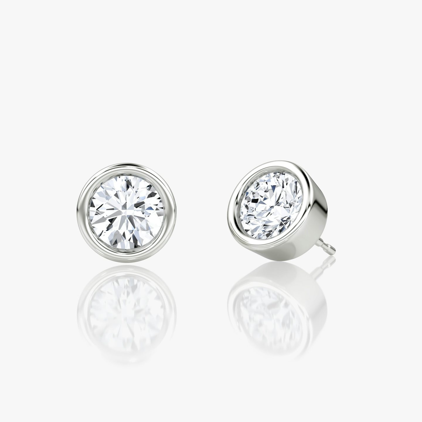 Bezel Solitaire Stud | Round Brilliant | 14k | White Gold | caratWeight: 0.75ct