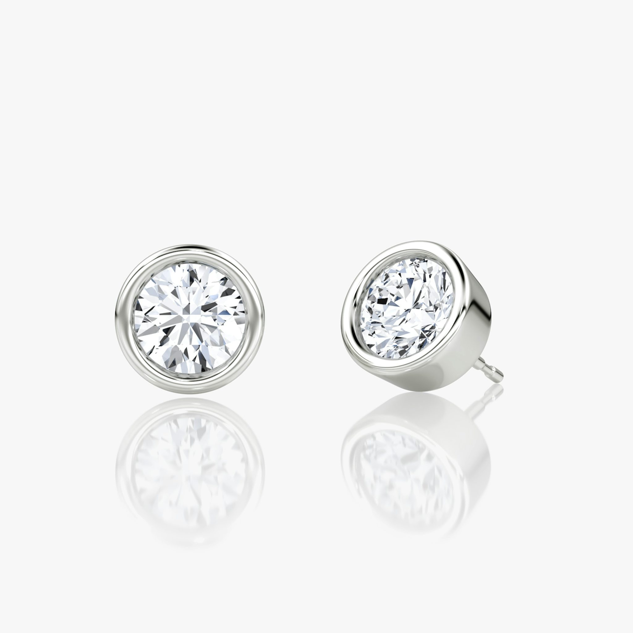 Bezel Solitaire Stud | Round Brilliant | 14k | White Gold | caratWeight: 0.75ct