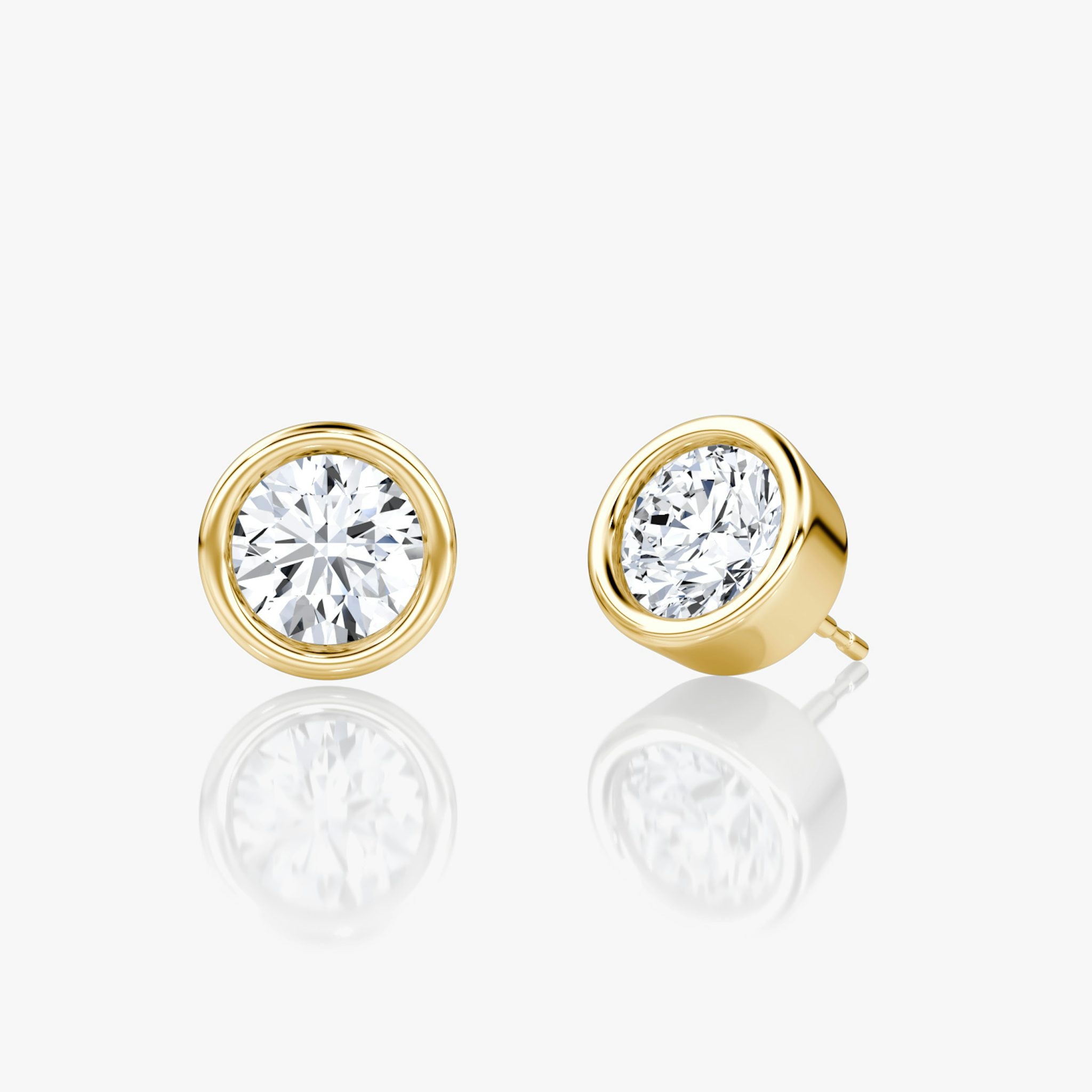 Bezel Solitaire Stud | Round Brilliant | 14k | Yellow Gold | caratWeight: 0.75ct