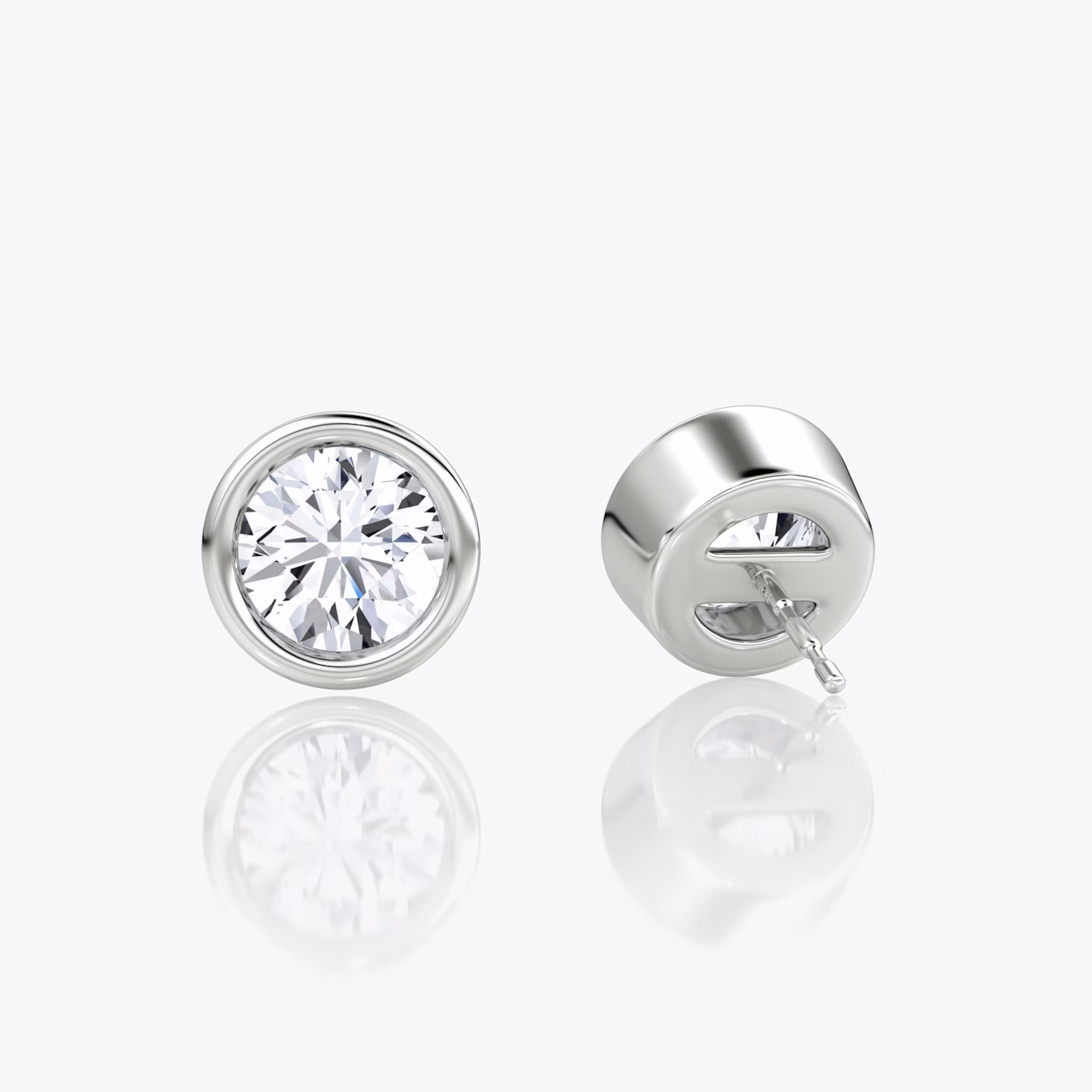 Bezel Solitaire Stud | Round Brilliant | 14k | White Gold | caratWeight: other