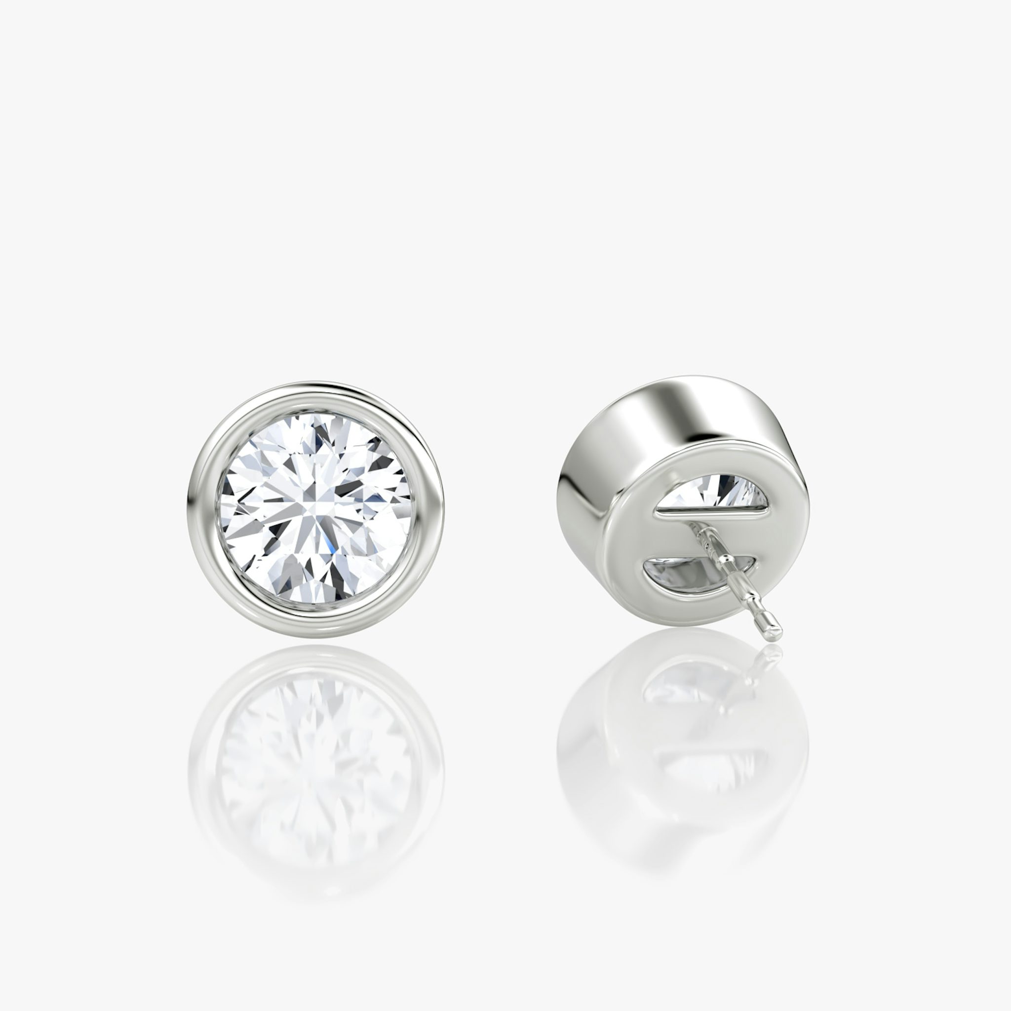 Bezel Solitaire Stud | Round Brilliant | 14k | White Gold | caratWeight: other