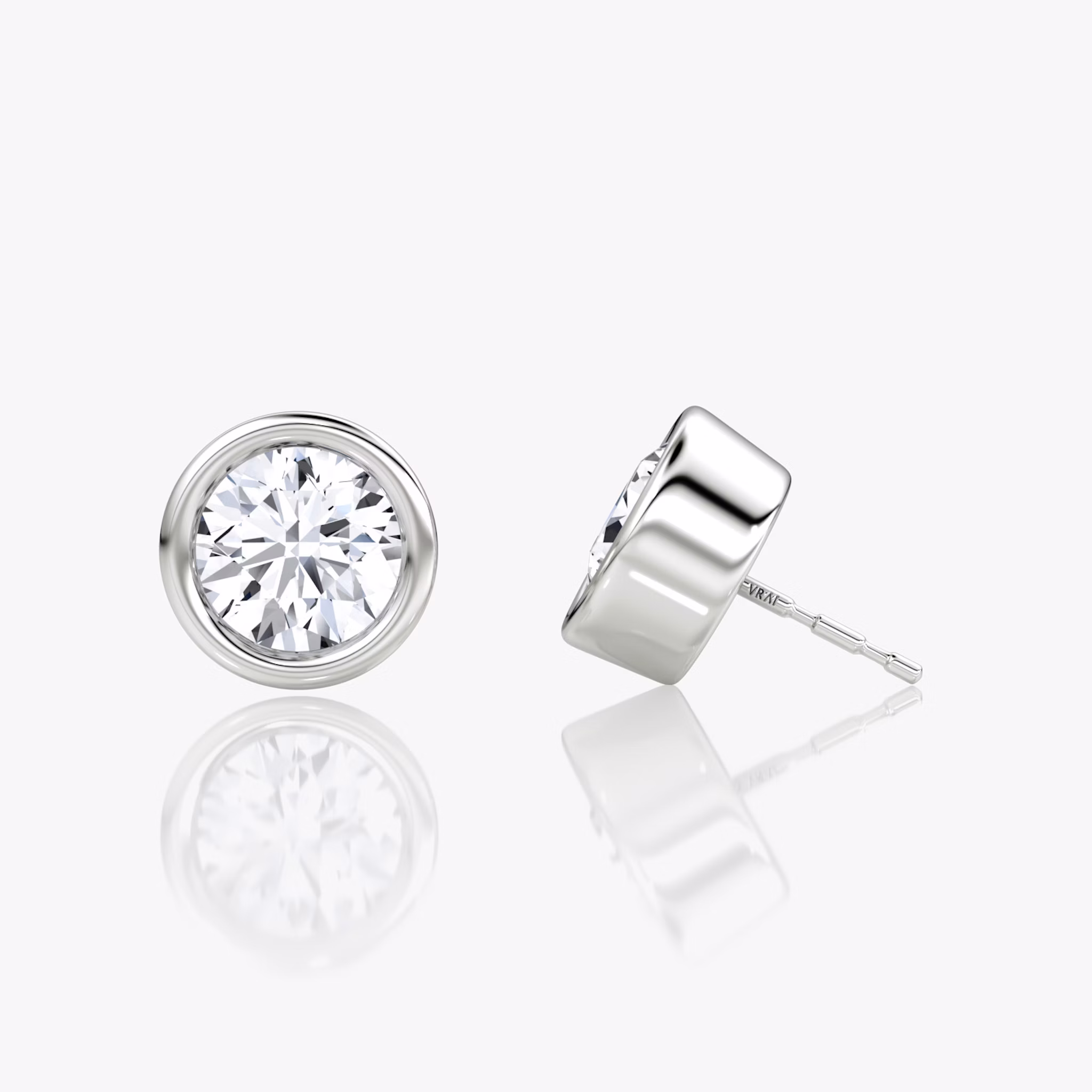 Bezel Solitaire Stud | Round Brilliant | 14k | White Gold | caratWeight: other