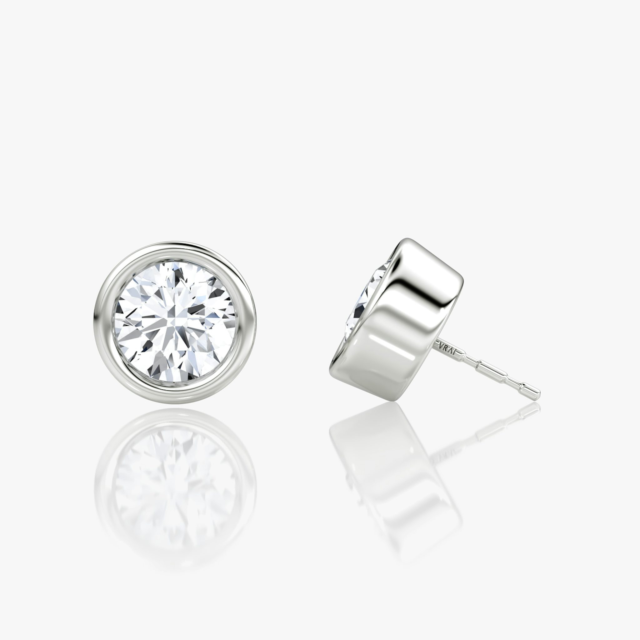 Bezel Solitaire Stud | Round Brilliant | 14k | White Gold | caratWeight: other