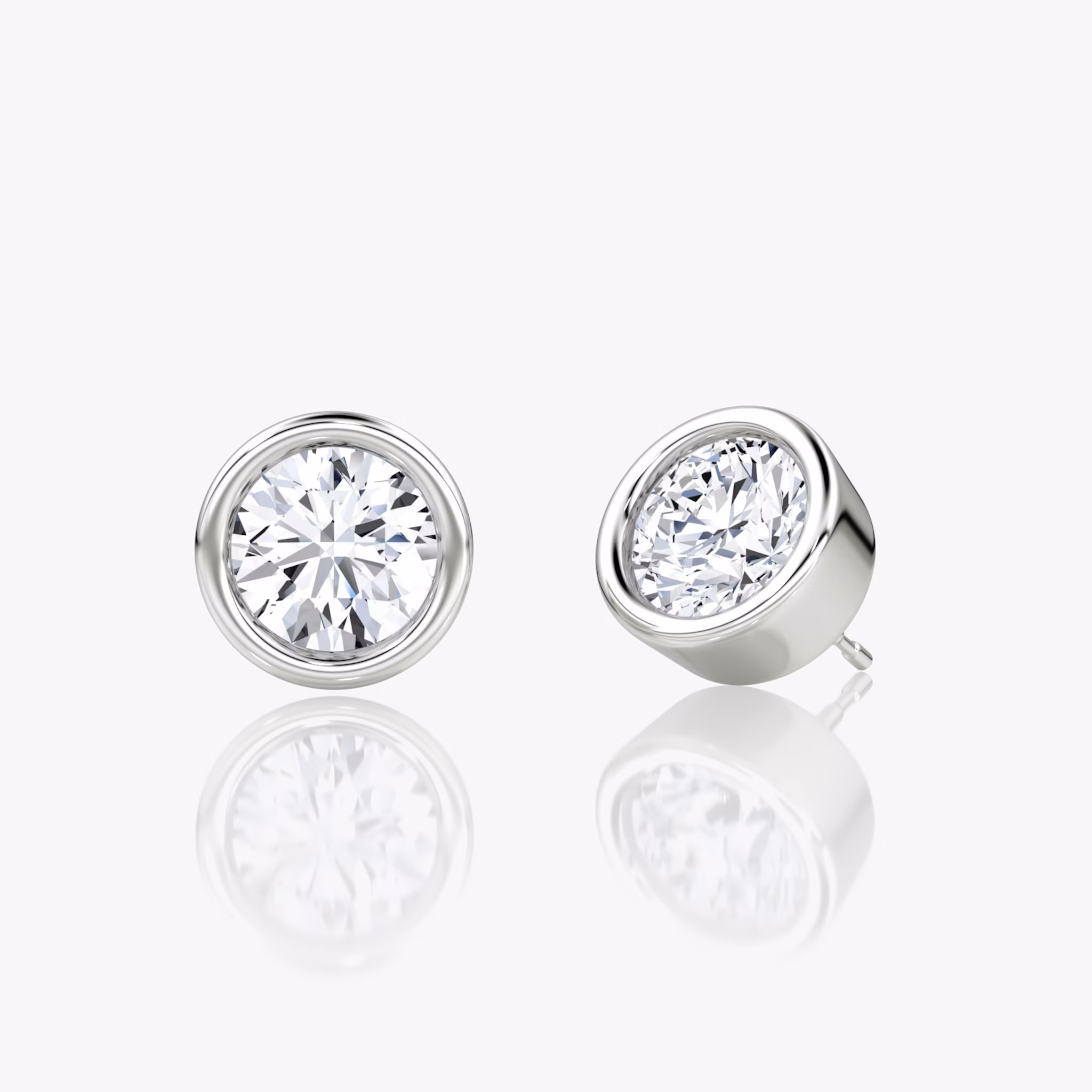 Bezel Solitaire Stud | Round Brilliant | 14k | White Gold | caratWeight: other