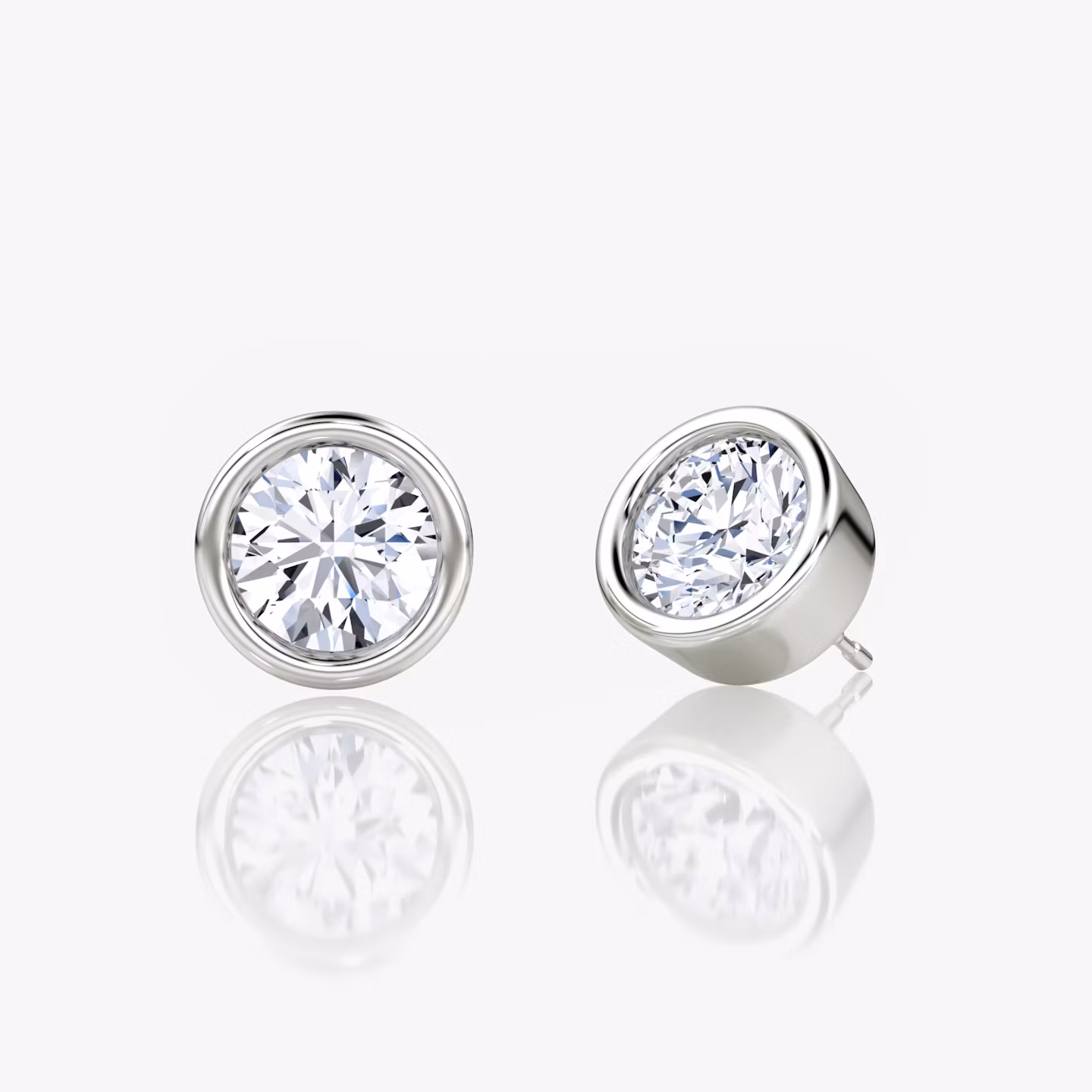 Bezel Solitaire Stud Round Brilliant | White Gold