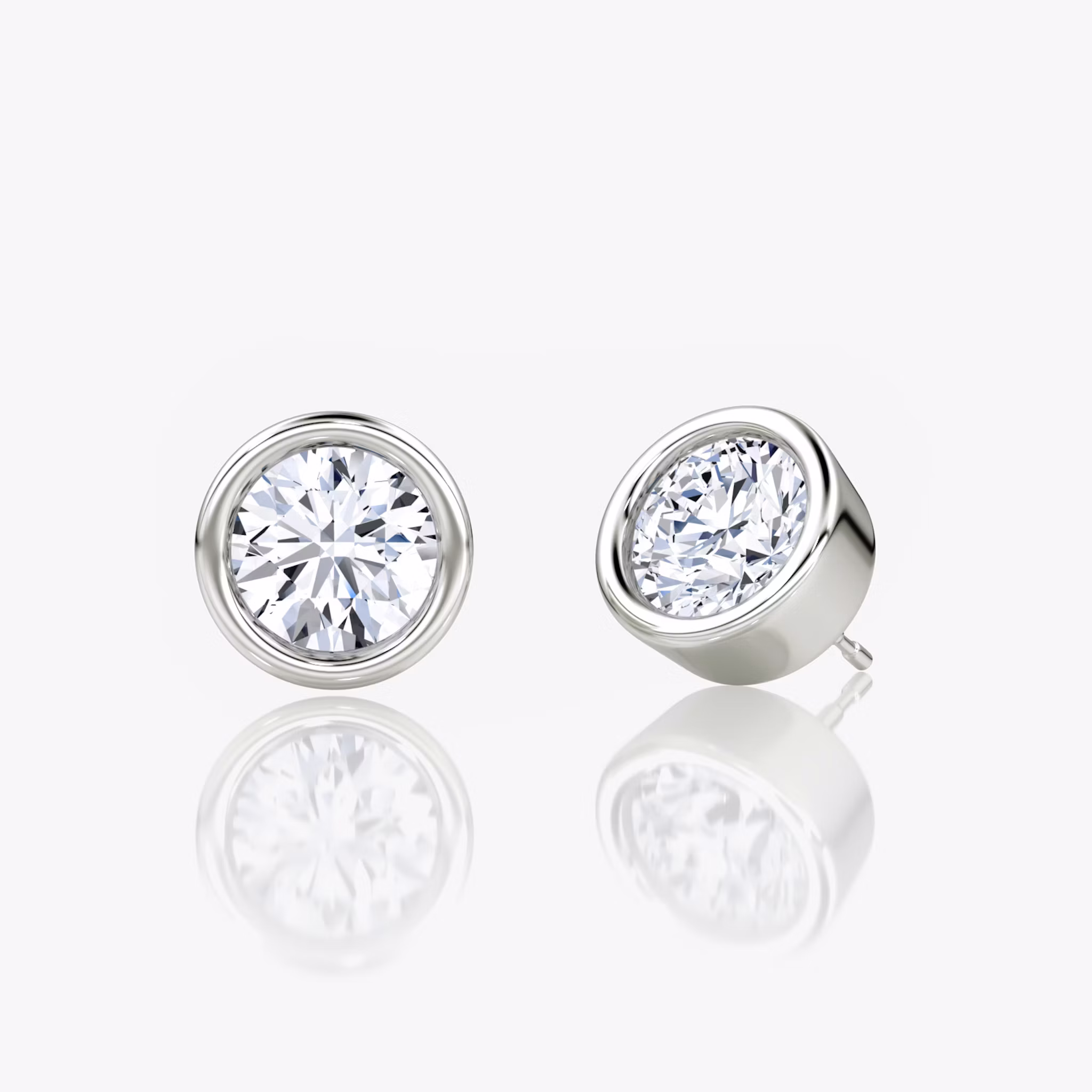 Bezel Solitaire Stud Round Brilliant | White Gold