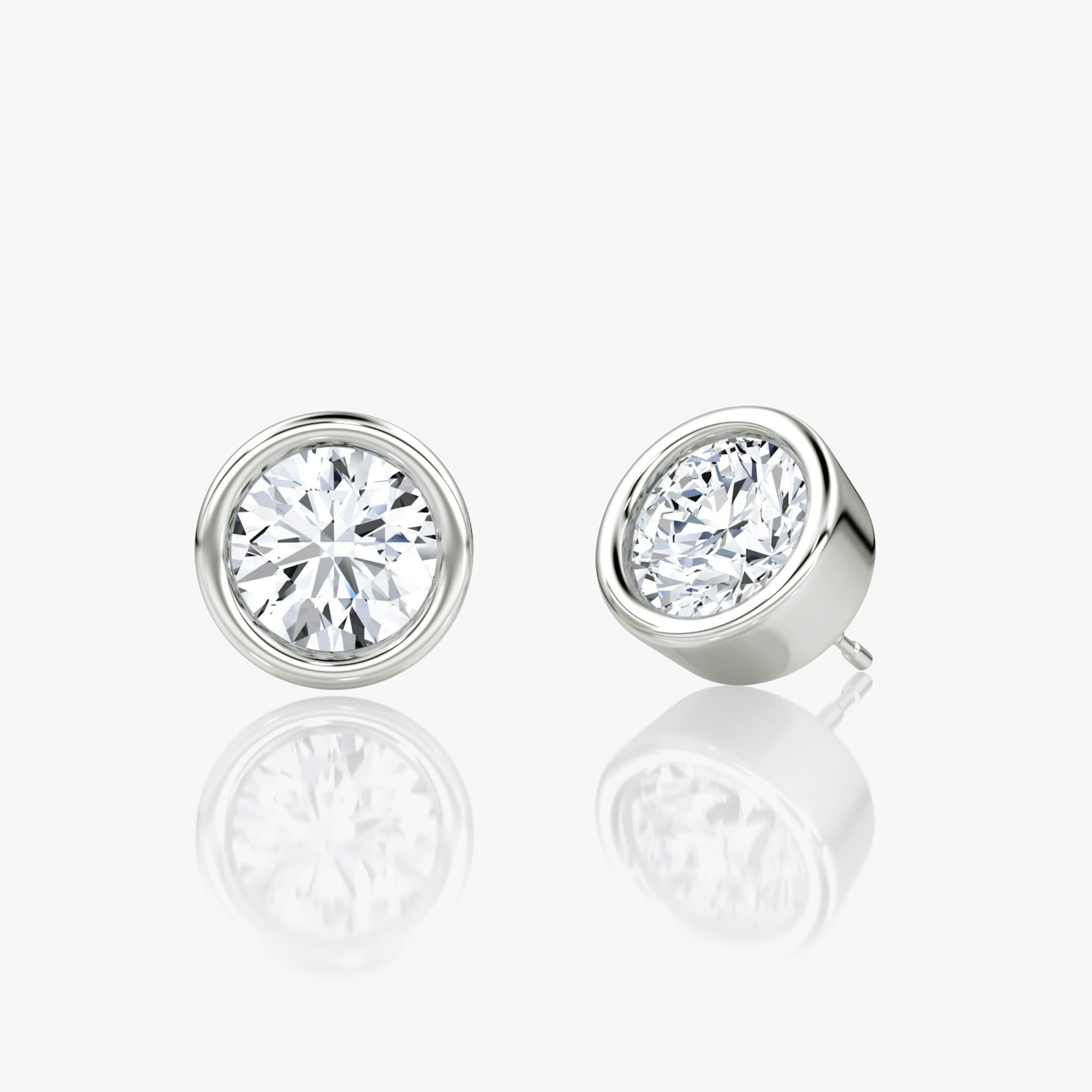 Bezel Solitaire Stud | Round Brilliant | 14k | White Gold | caratWeight: other