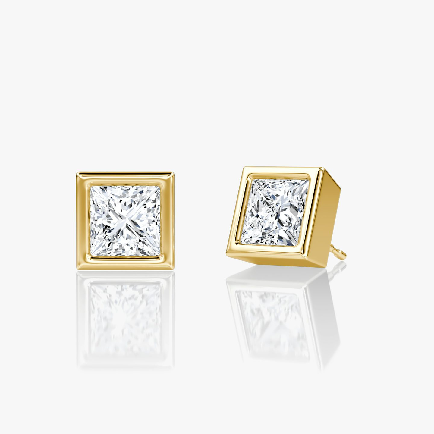 Bezel Solitaire Stud | Princess | 14k | Yellow Gold | caratWeight: 1.0ct