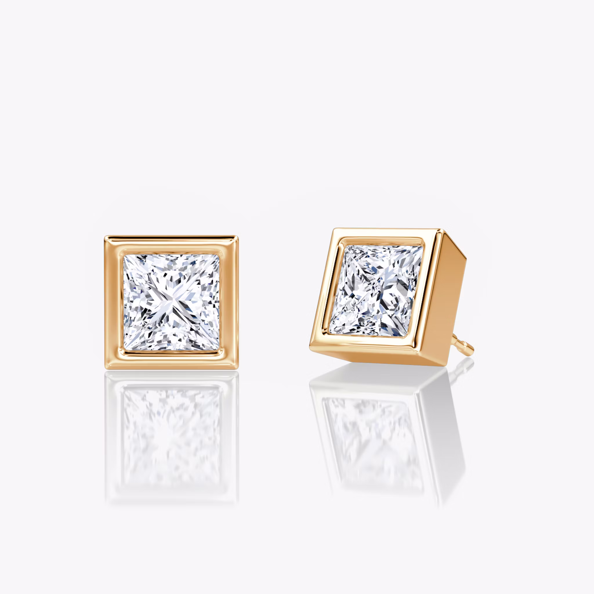 Bezel Solitaire Stud Princess | Rose Gold