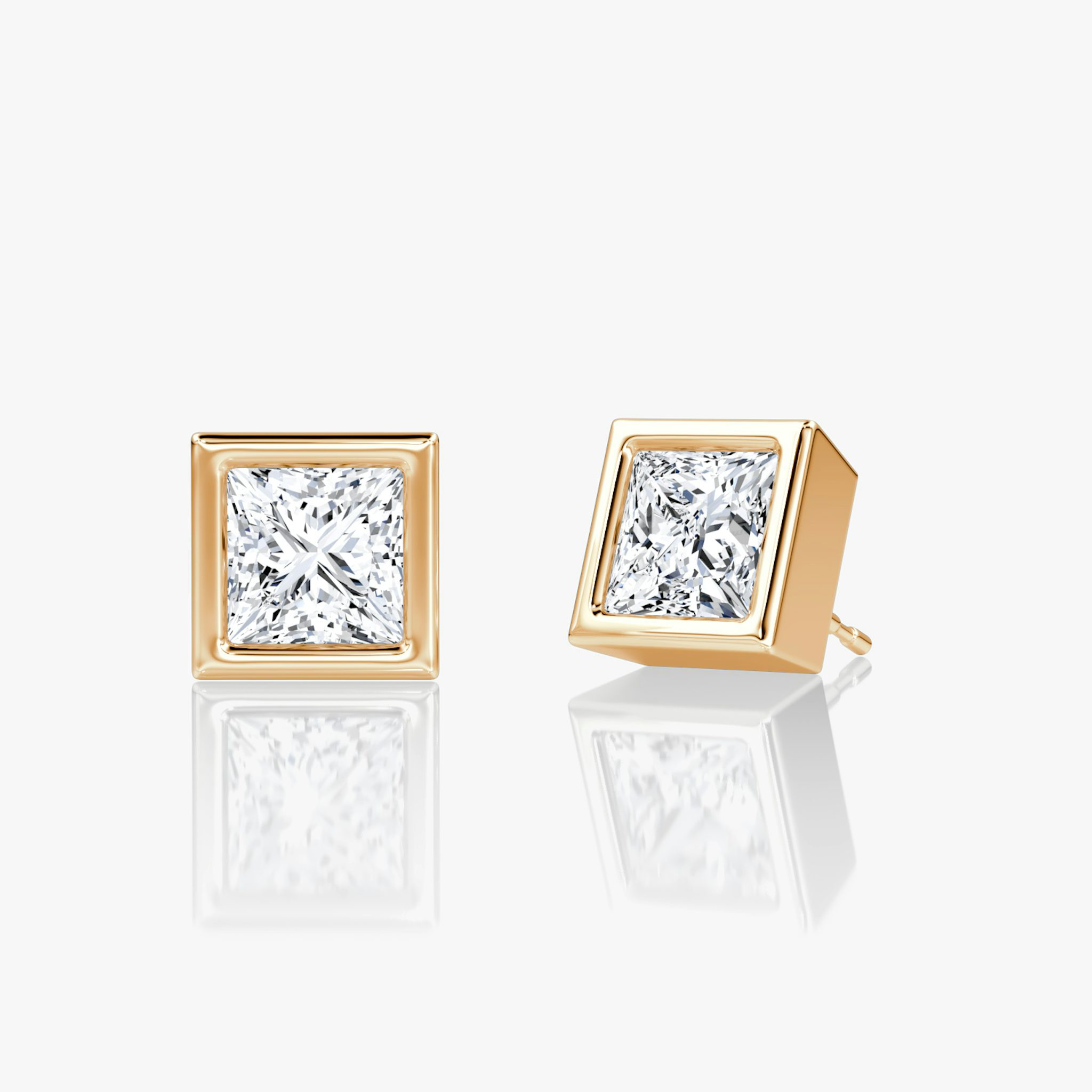 Bezel Solitaire Stud | Princess | 14k | Rose Gold | caratWeight: other