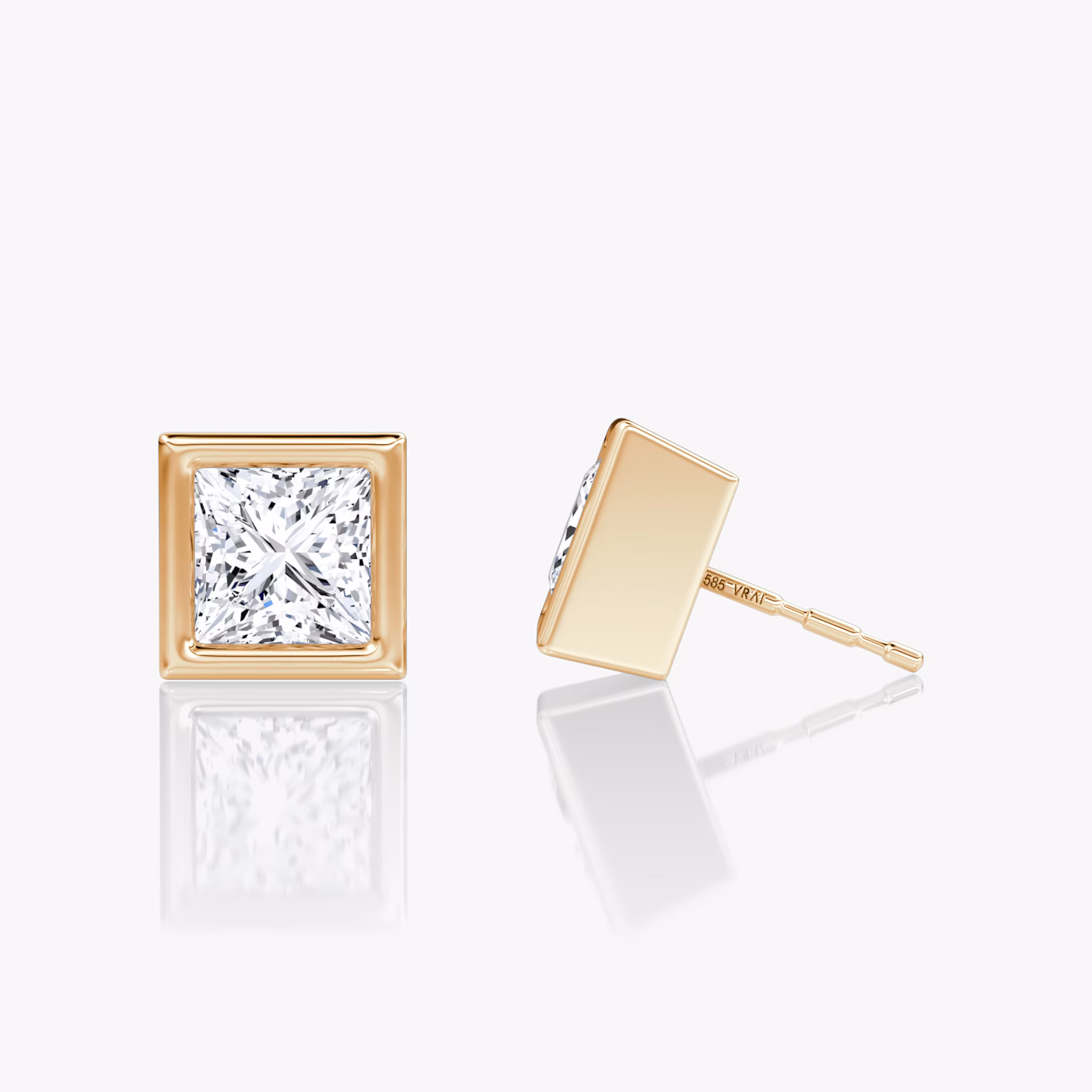 Bezel Solitaire Stud | Princess | 14k | Rose Gold | caratWeight: other
