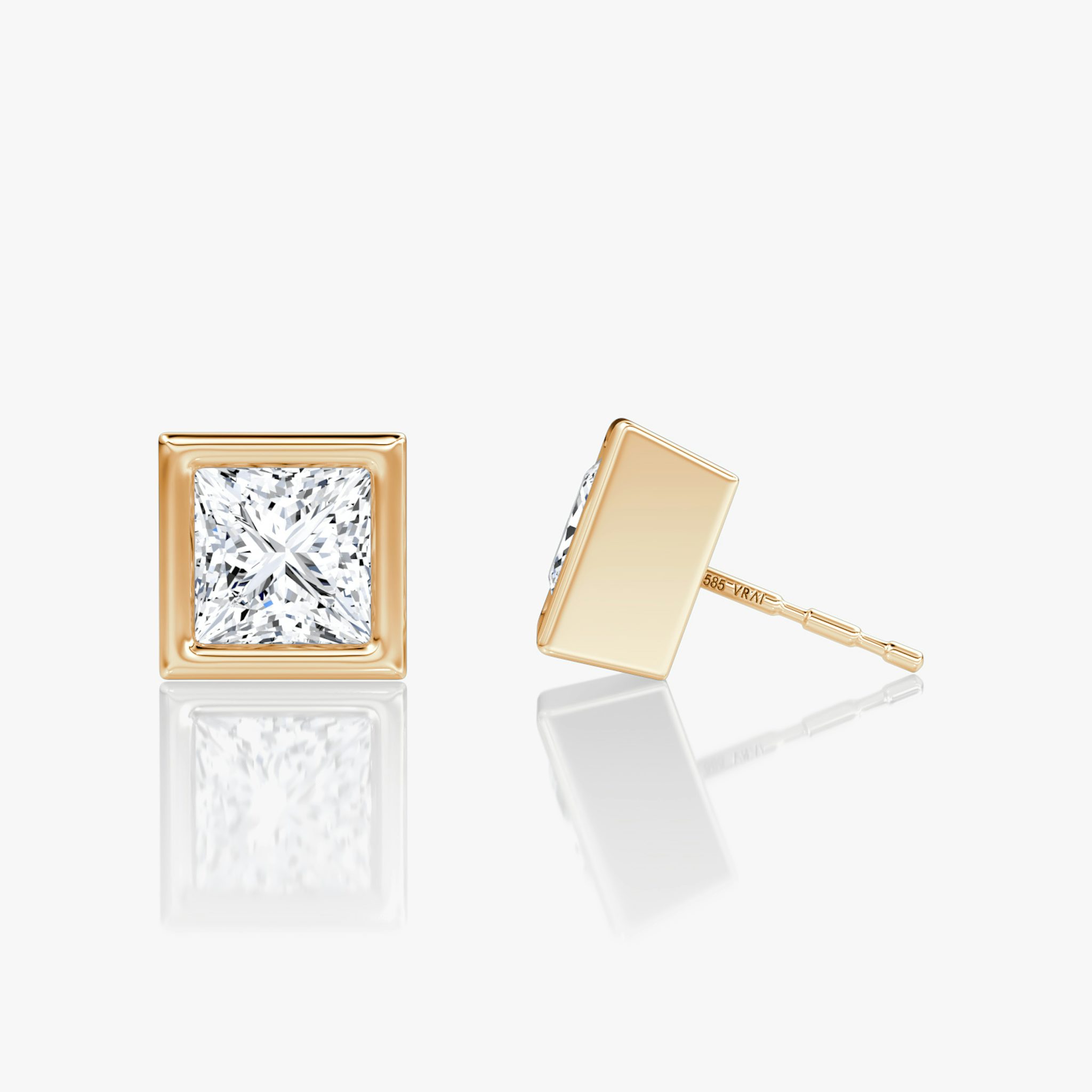 Bezel Solitaire Stud | Princess | 14k | Rose Gold | caratWeight: other