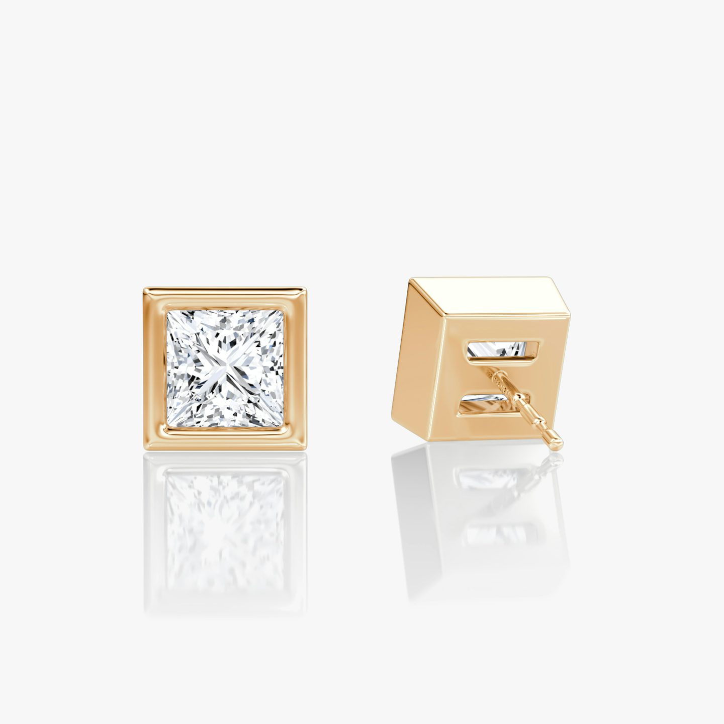 Bezel Solitaire Stud | Princess | 14k | Rose Gold | caratWeight: other