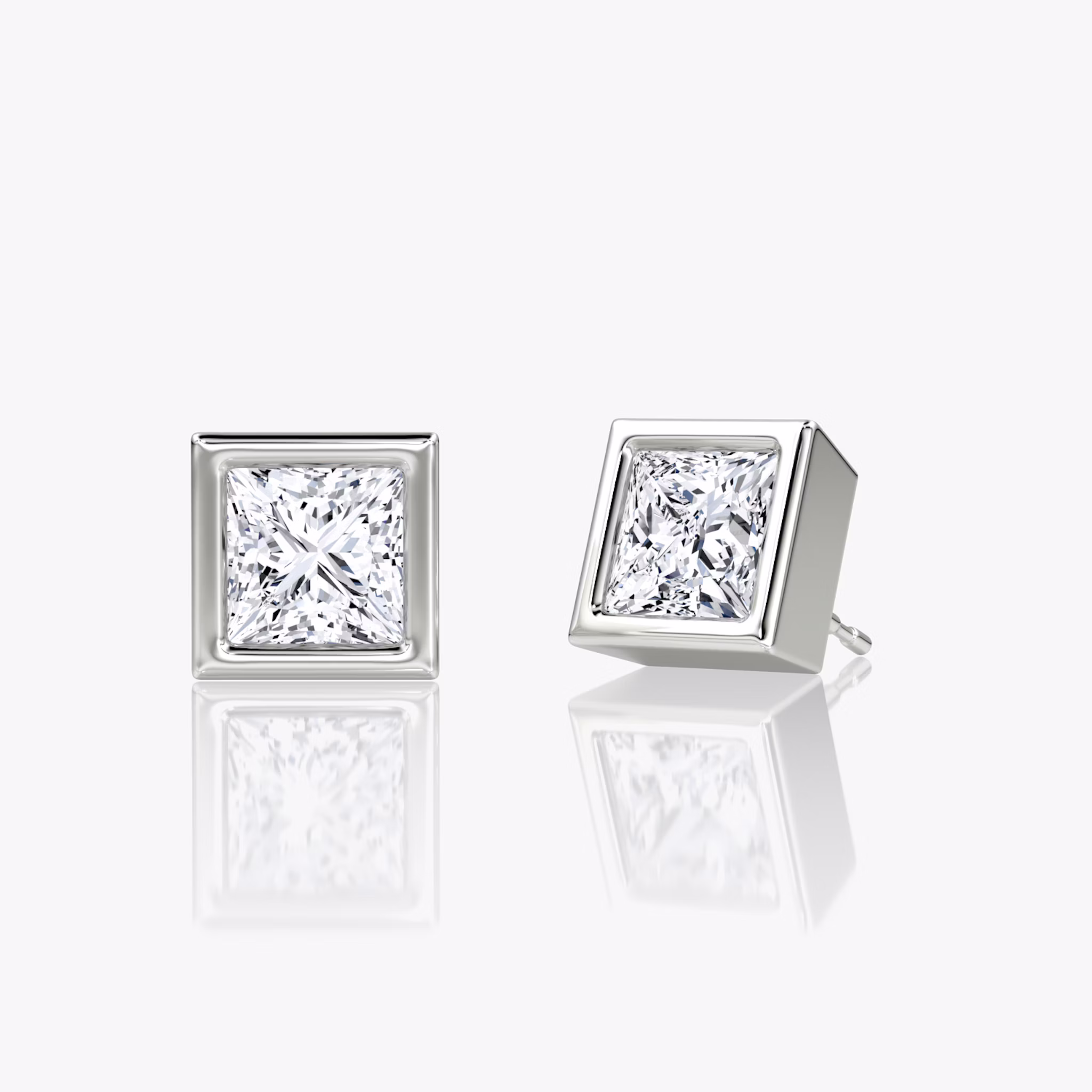Bezel Solitaire Stud | Princess | 14k | White Gold | caratWeight: 1.0ct