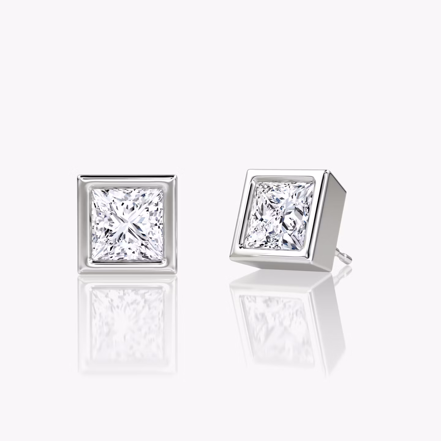 Bezel Solitaire Stud | Princess | 14k | White Gold | caratWeight: other