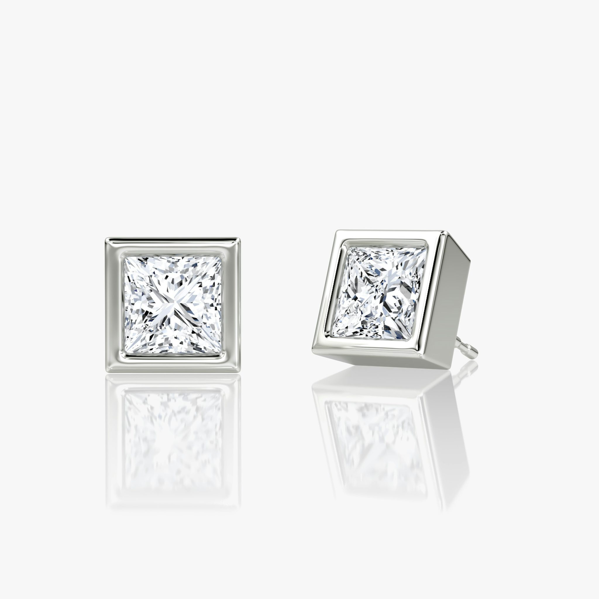 Bezel Solitaire Stud | Princess | 14k | White Gold | caratWeight: 1.0ct