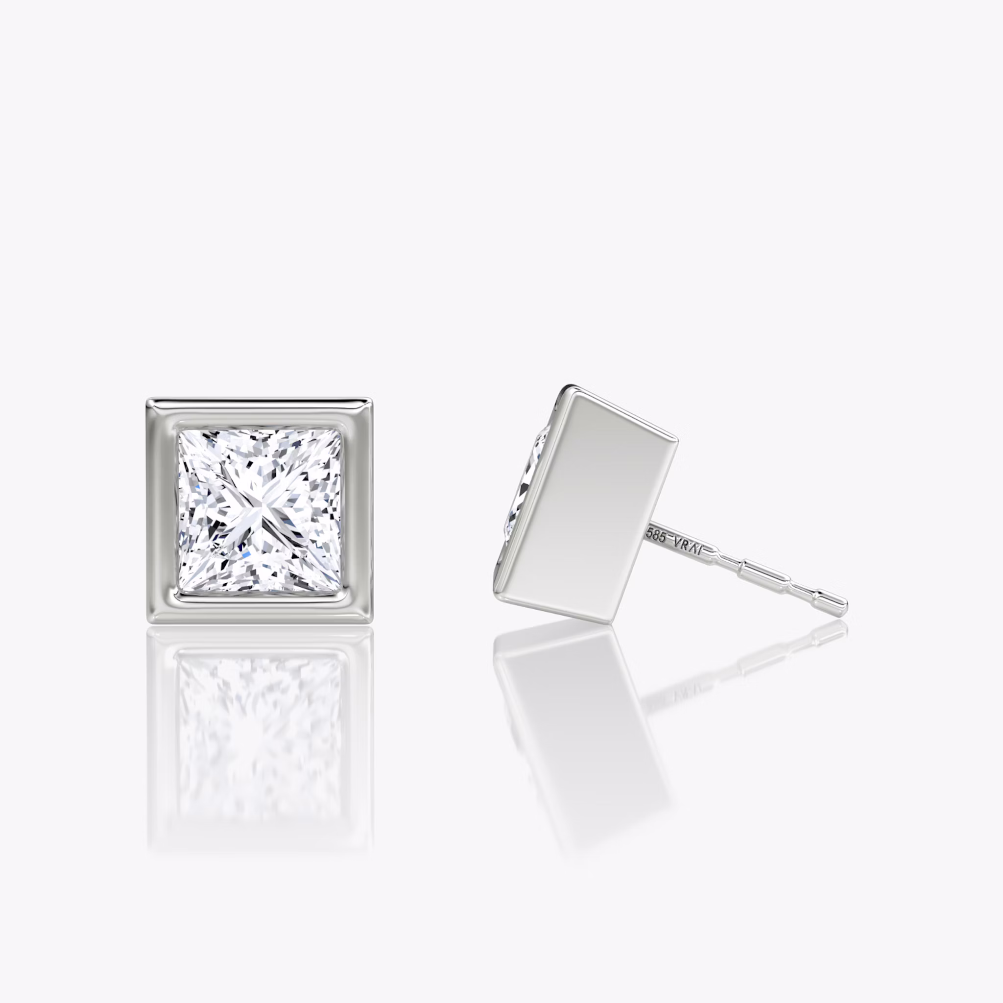 Bezel Solitaire Stud | Princess | 14k | White Gold | caratWeight: 1.0ct