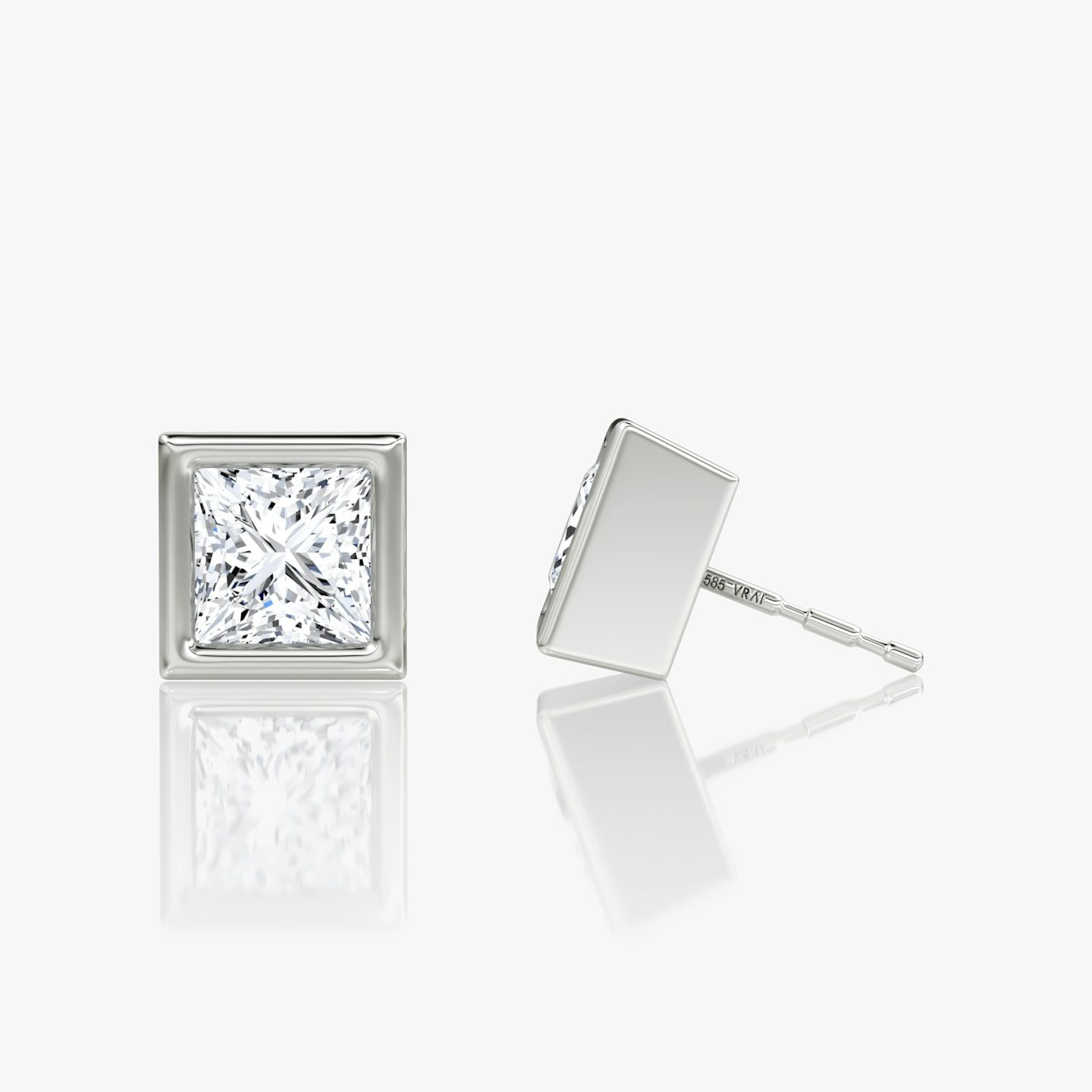 Bezel Solitaire Stud | Princess | 14k | White Gold | caratWeight: other