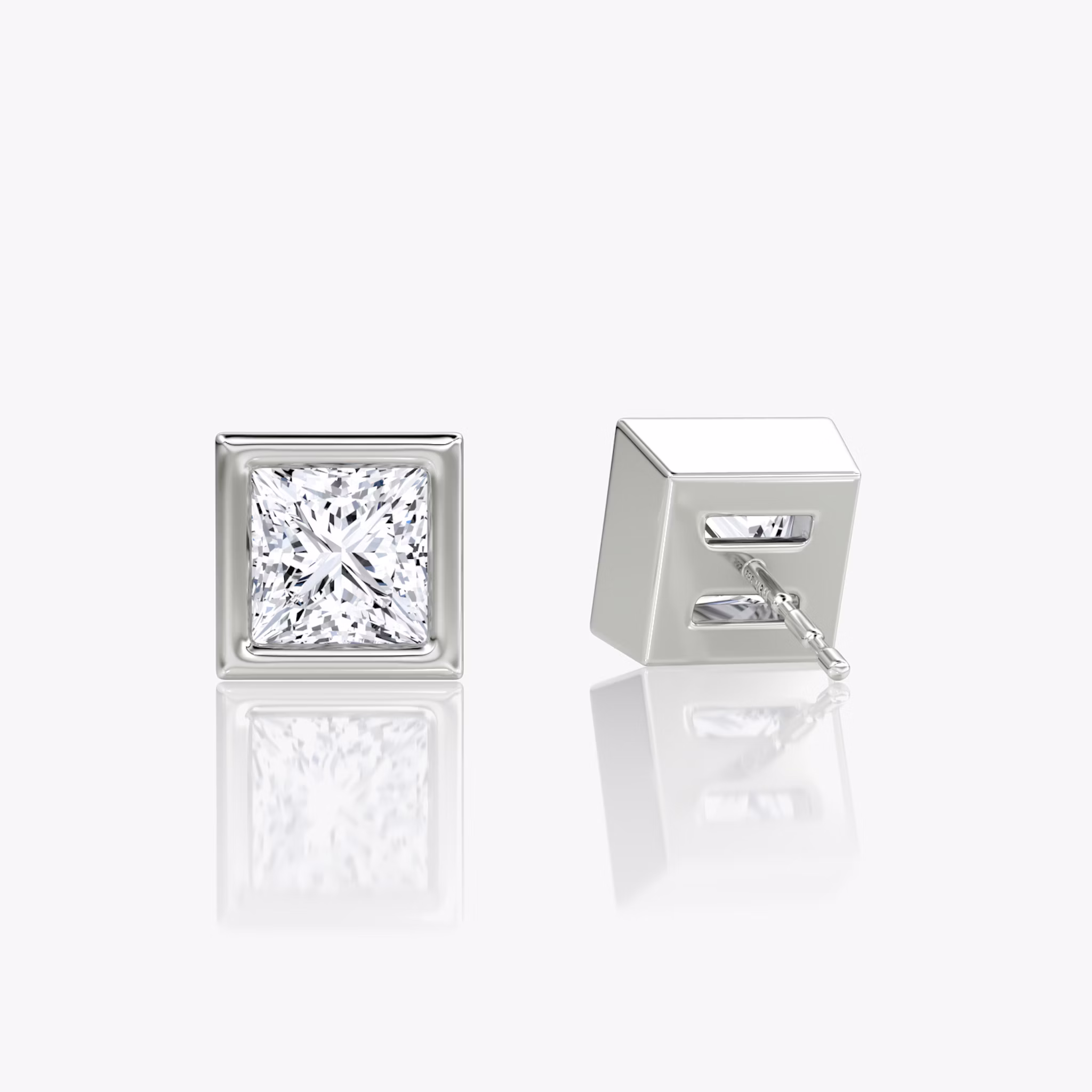 Bezel Solitaire Stud | Princess | 14k | White Gold | caratWeight: 1.0ct