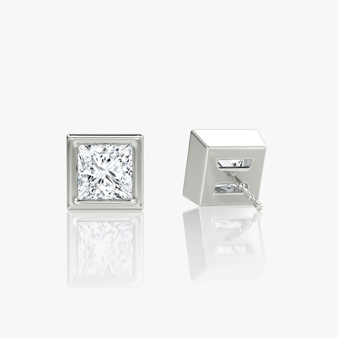 Bezel Solitaire Stud | Princess | 14k | White Gold | caratWeight: other