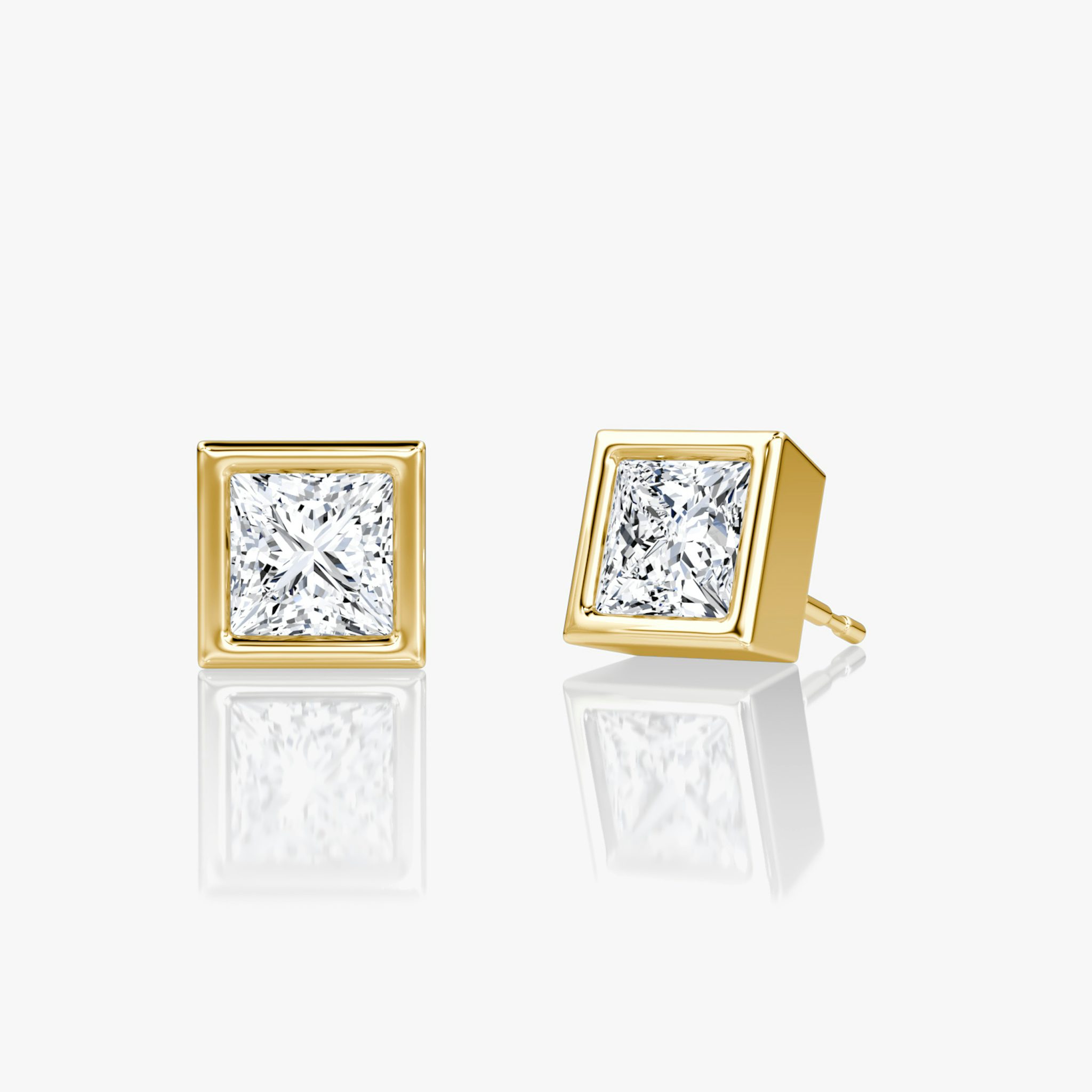 Bezel Solitaire Stud | Princess | 14k | Yellow Gold | caratWeight: 0.75ct