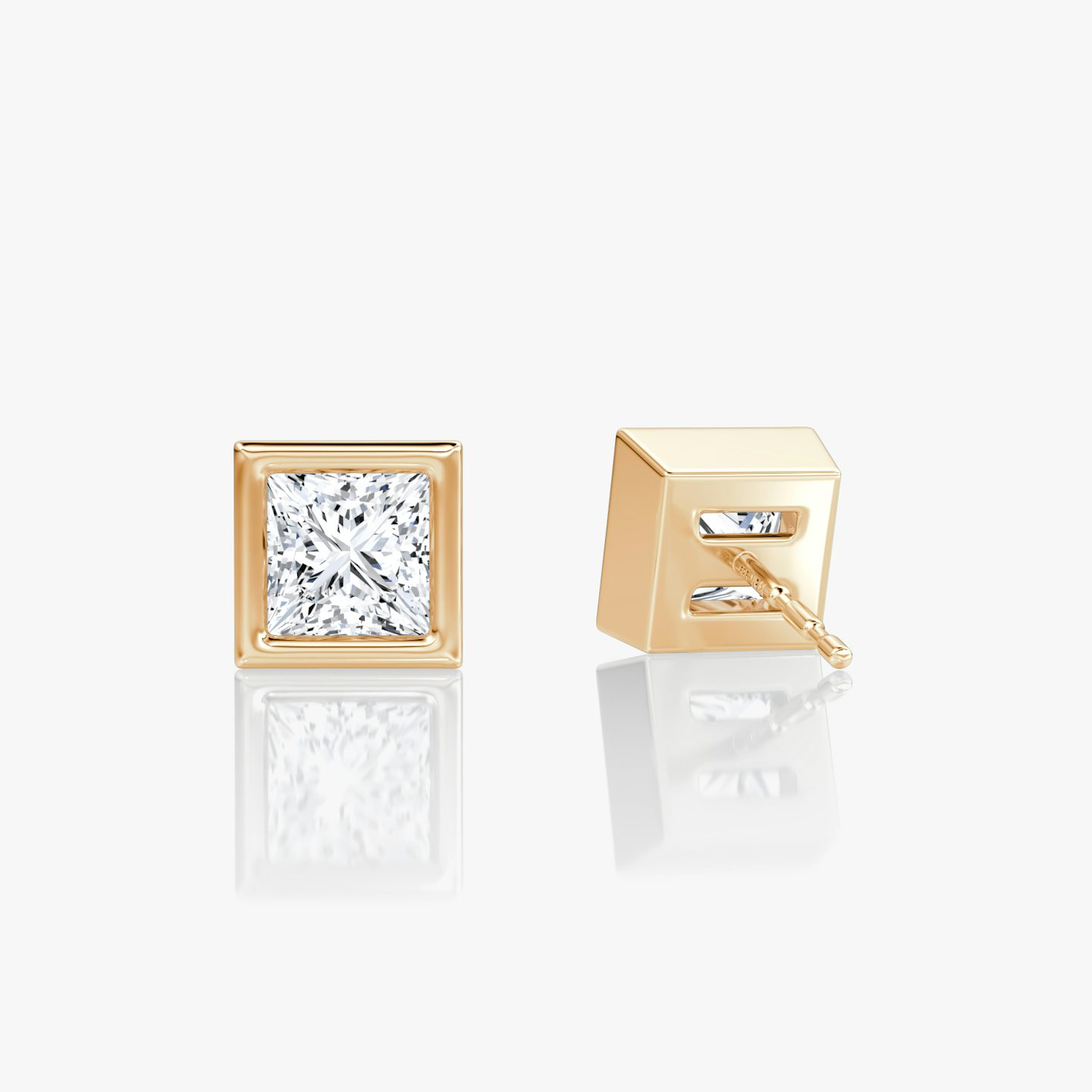 Bezel Solitaire Stud | Princess | 14k | Rose Gold | caratWeight: 0.75ct