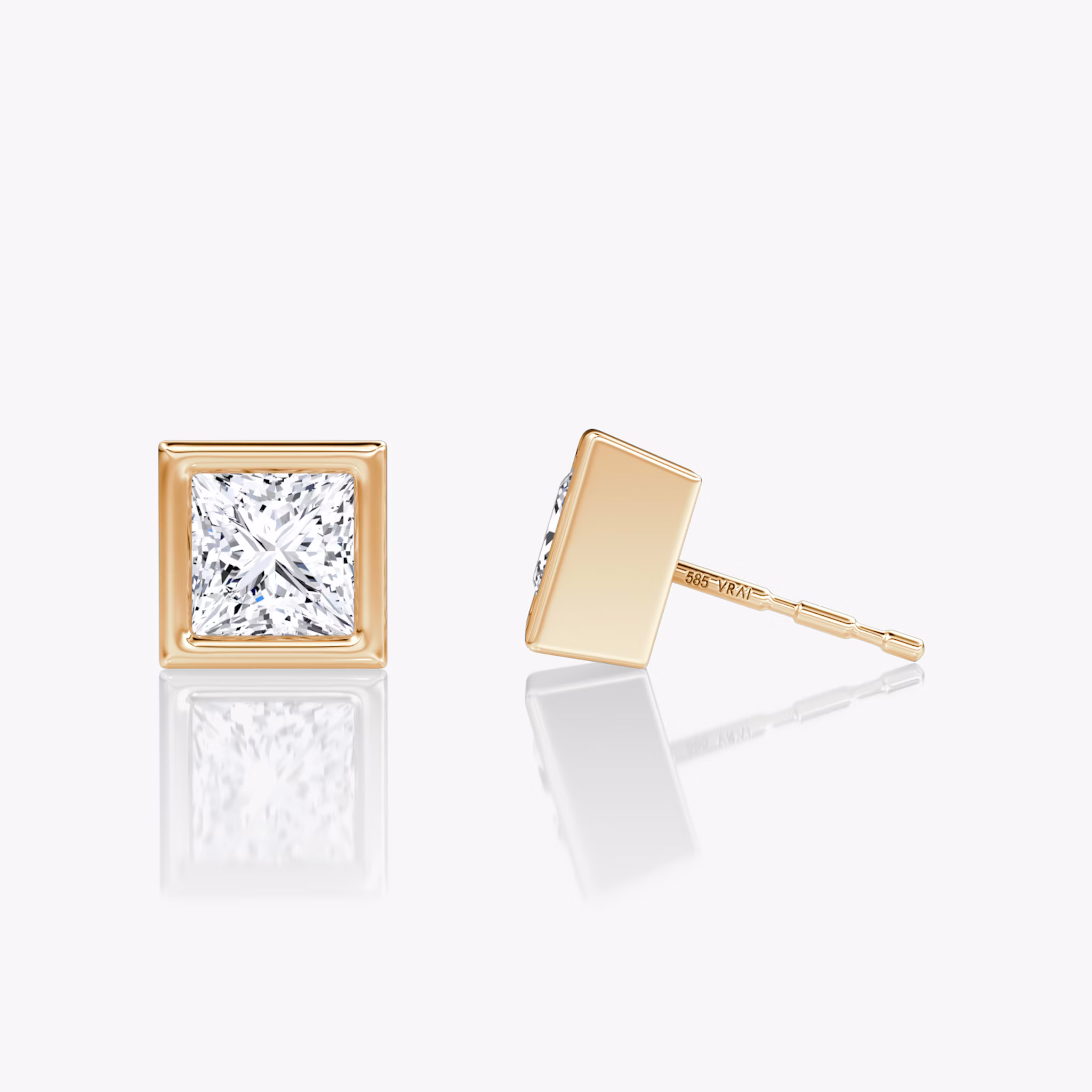 Bezel Solitaire Stud | Princess | 14k | Rose Gold | caratWeight: 0.75ct