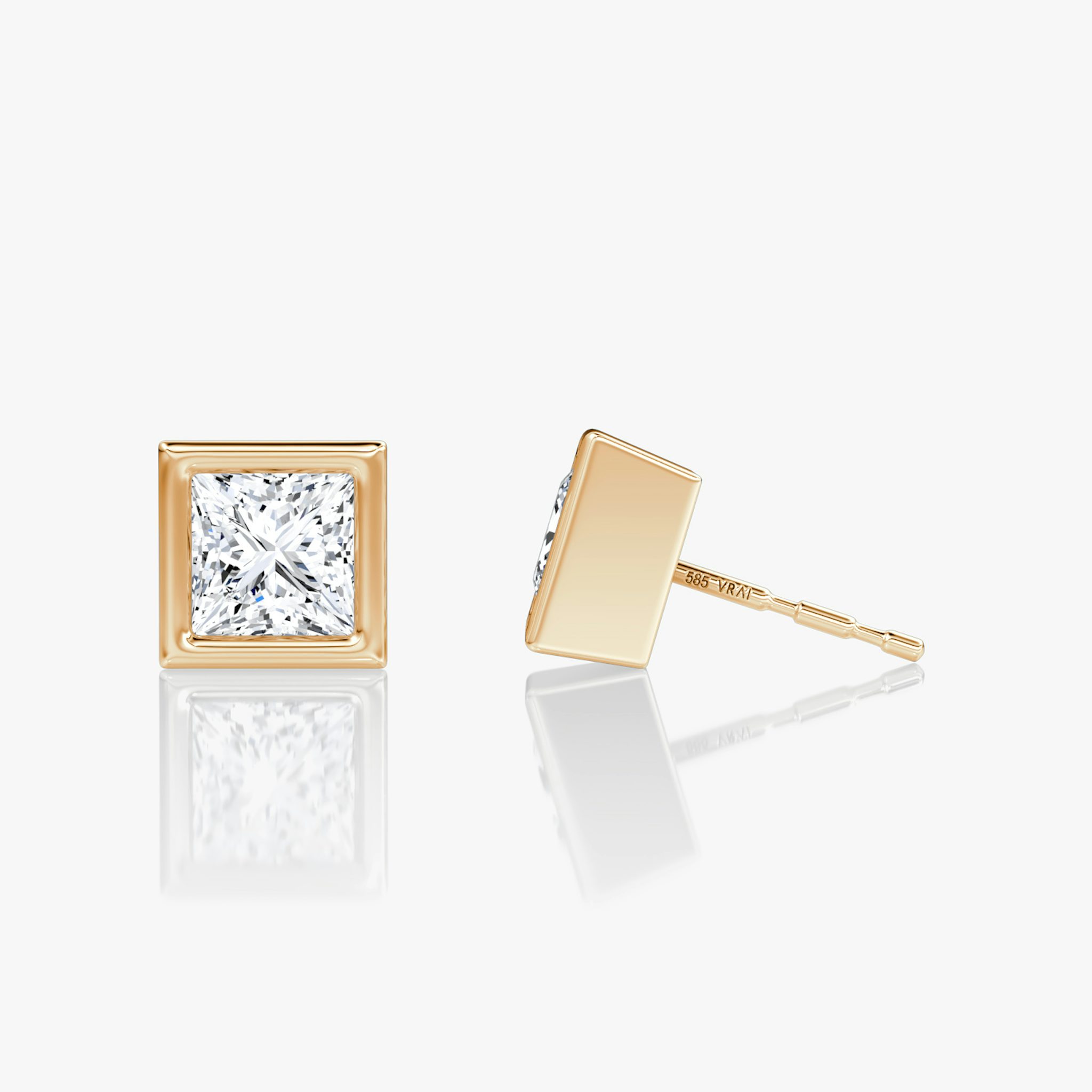 Bezel Solitaire Stud | Princess | 14k | Rose Gold | caratWeight: 0.75ct