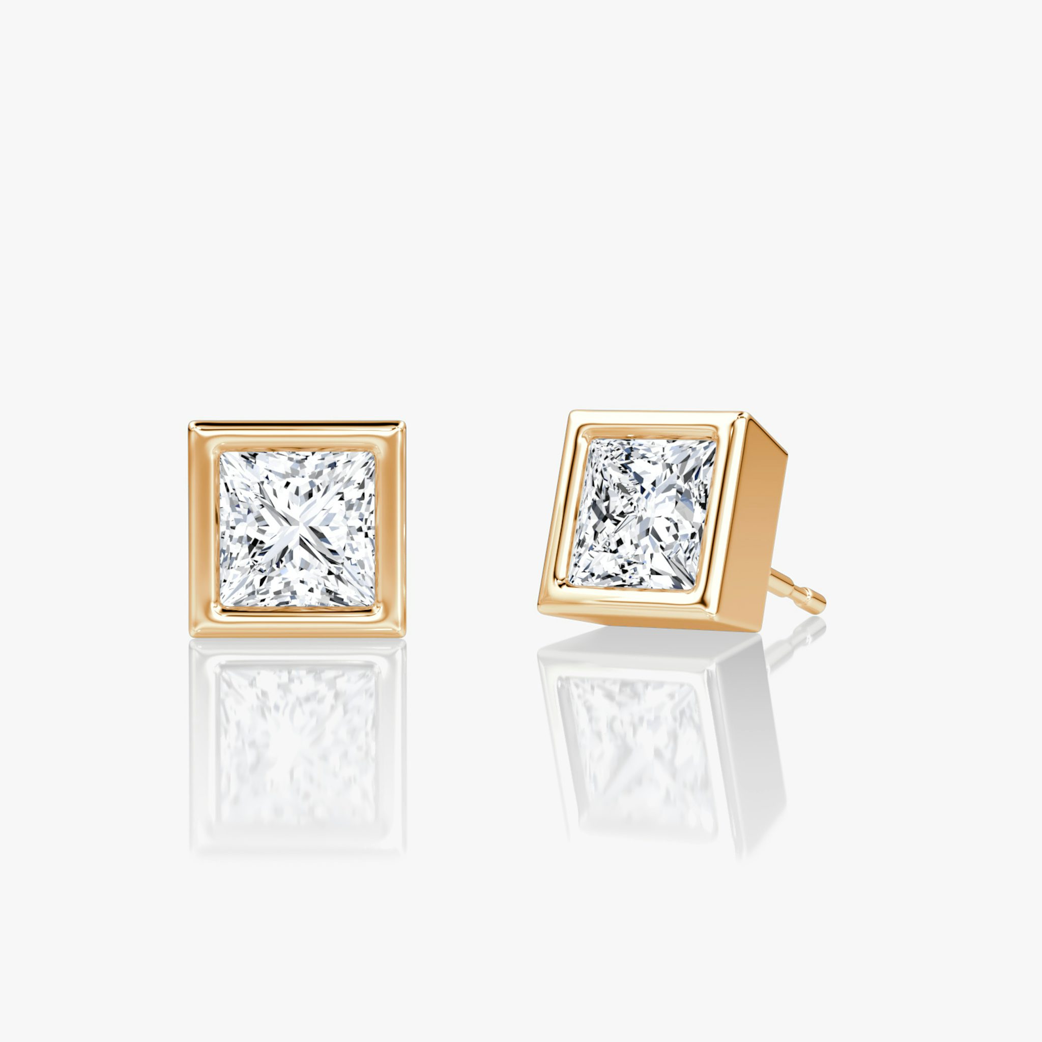 Bezel Solitaire Stud | Princess | 14k | Rose Gold | caratWeight: 0.75ct